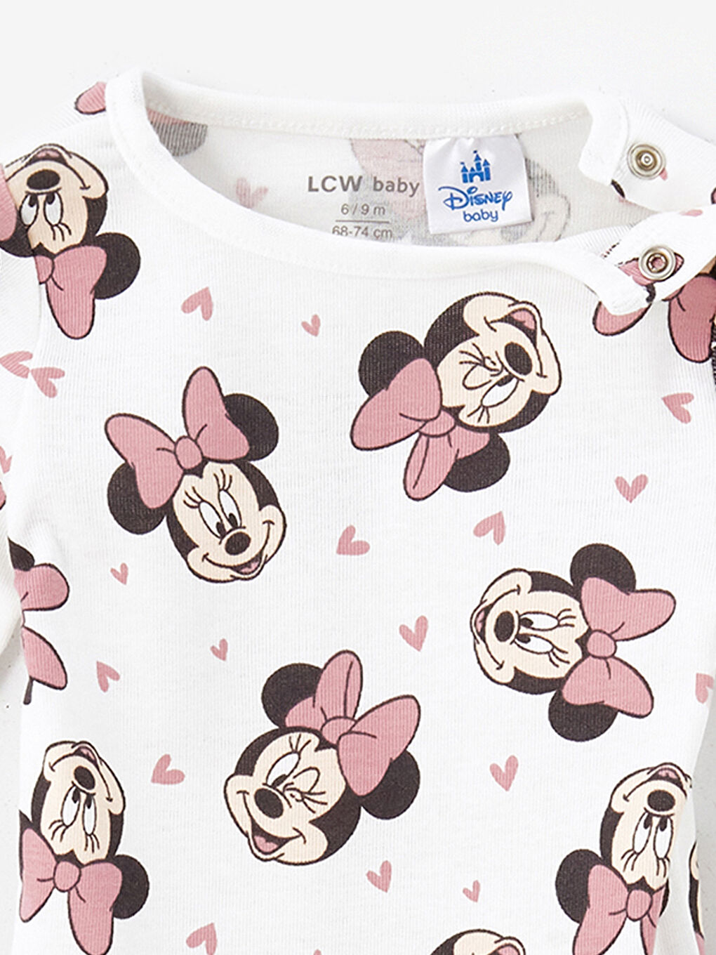 LC WAIKIKI Gül Kurusu Bisiklet Yaka Minnie Mouse Baskılı Kız Bebek Çıtçıtlı Body 2'li - 5