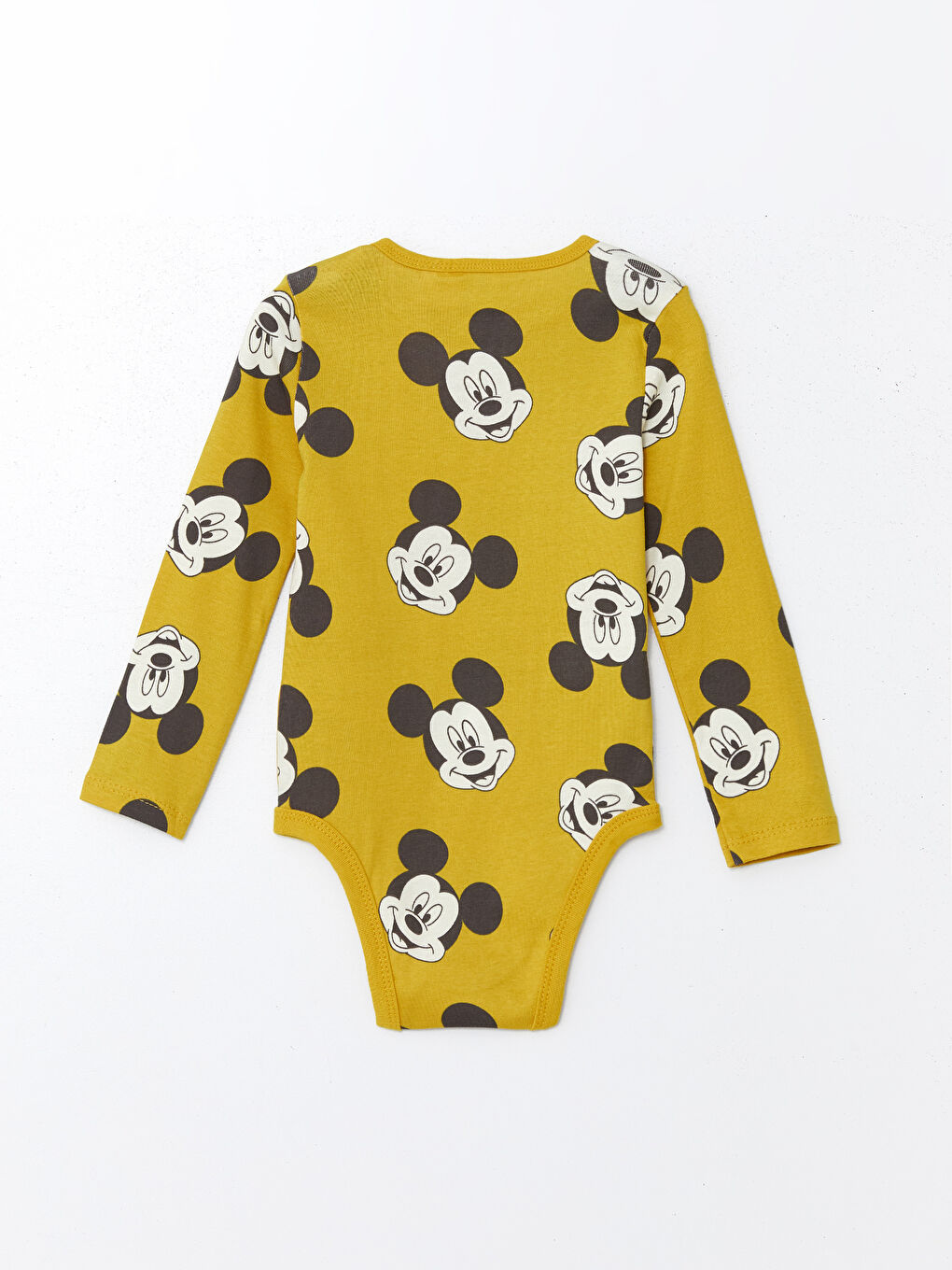 LCW baby Açık Kahverengi Bisiklet Yaka Mickey Mouse Baskılı Erkek Bebek Çıtçıtlı Body 2'li - 4