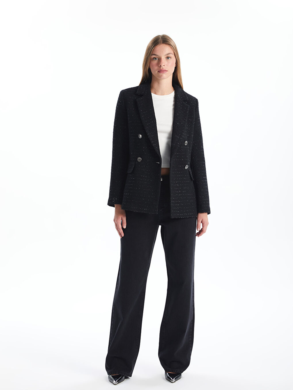 Blazer En Tweed Pour Femmes-1