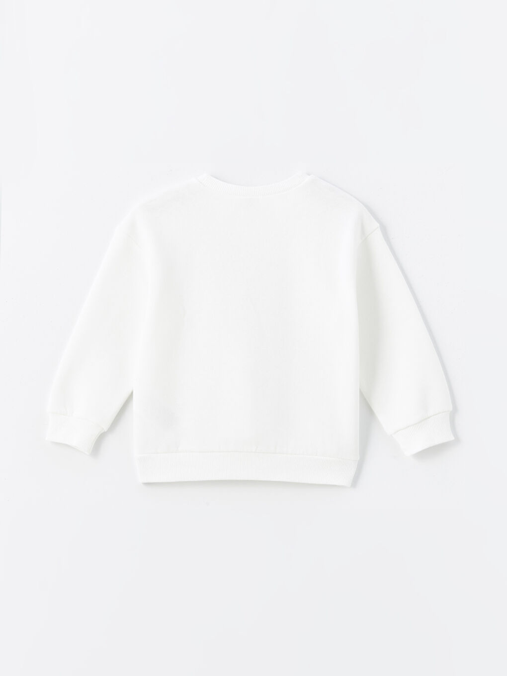 LCW ECO Beyaz Bisiklet Yaka Baskılı Uzun Kollu Kız Çocuk Sweatshirt - 1