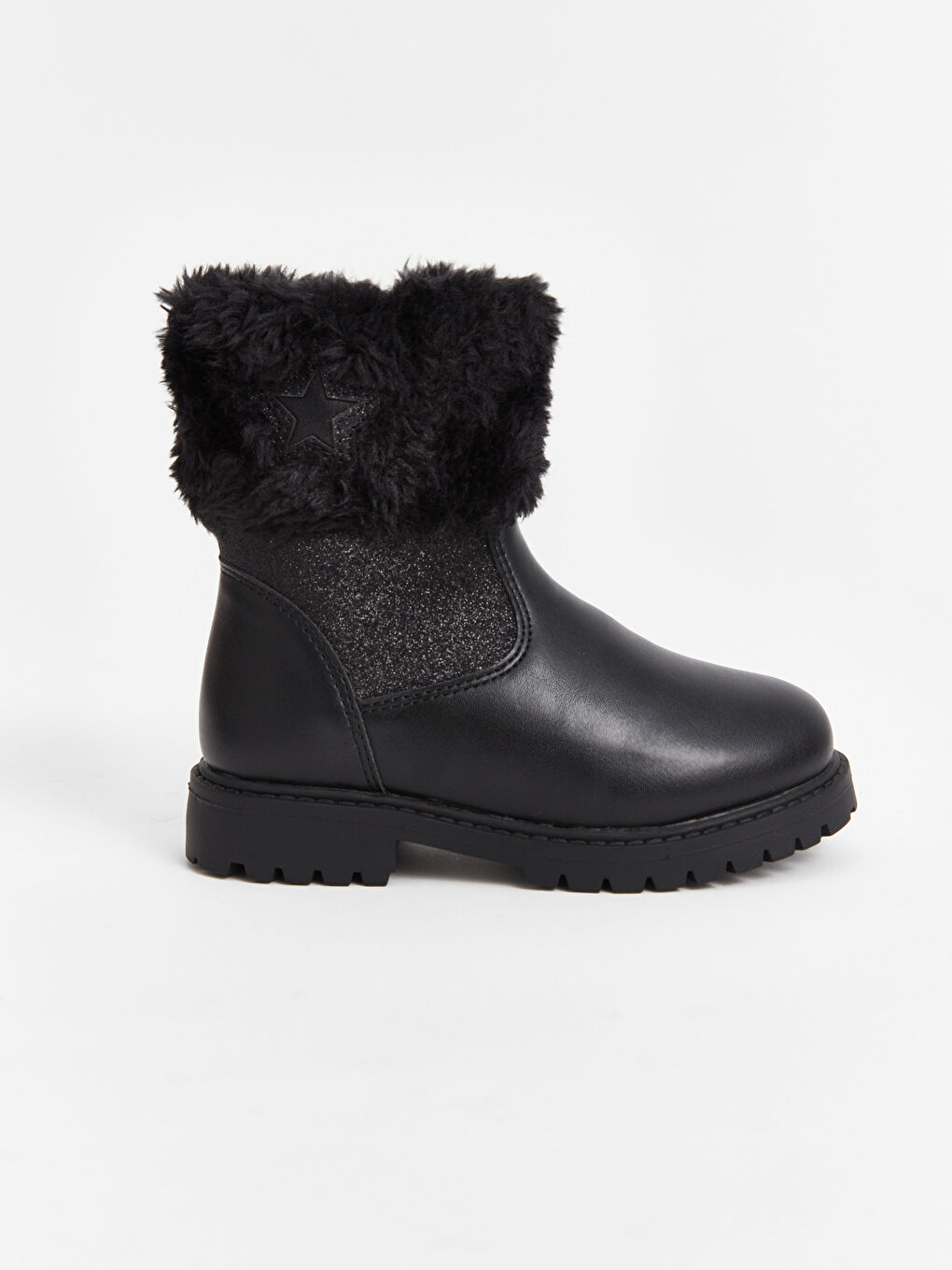 حذاء طويل مبطّن بالفرو للبنات الصغار-1