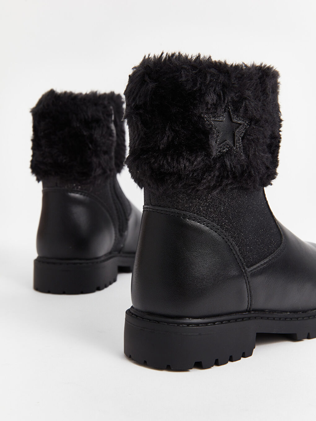 حذاء طويل مبطّن بالفرو للبنات الصغار-4