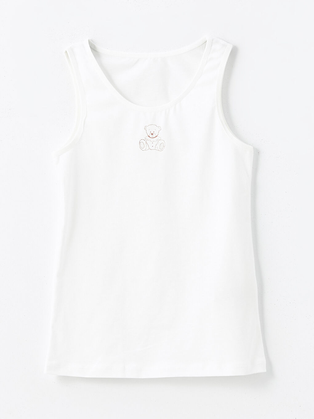 Ekru Bisiklet Yaka Kız Çocuk Atlet