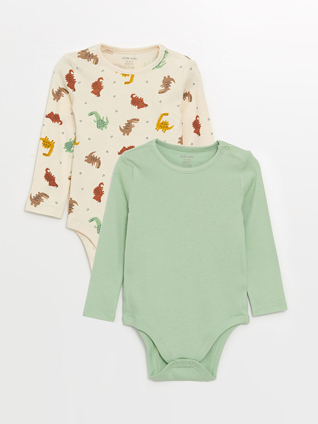 LCW baby Crew Neck Baby Boy Snap Snap Bodysuit 2 Pack -W4CG92Z1-LRB