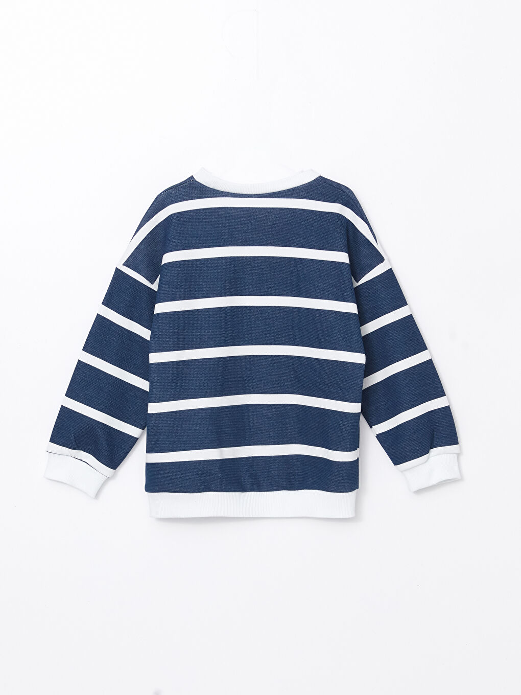 LCW Kids İndigo Çizgili Bisiklet Yaka Çizgili Erkek Çocuk Sweatshirt - 2