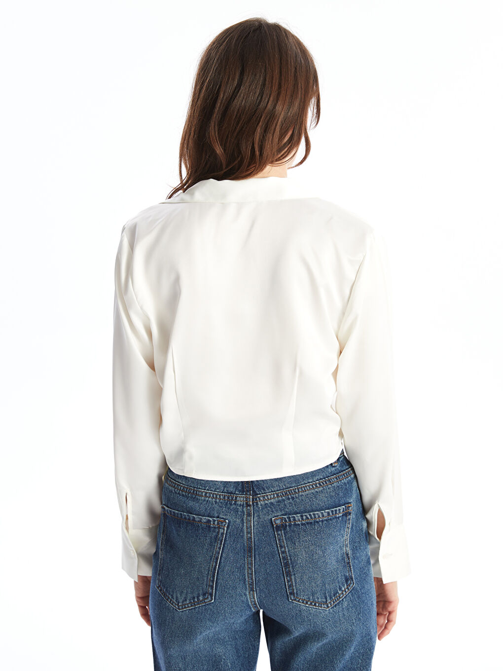 LC Waikiki Double Breasted Collar Crop Women's Blouse -W4CH61Z8-R9J