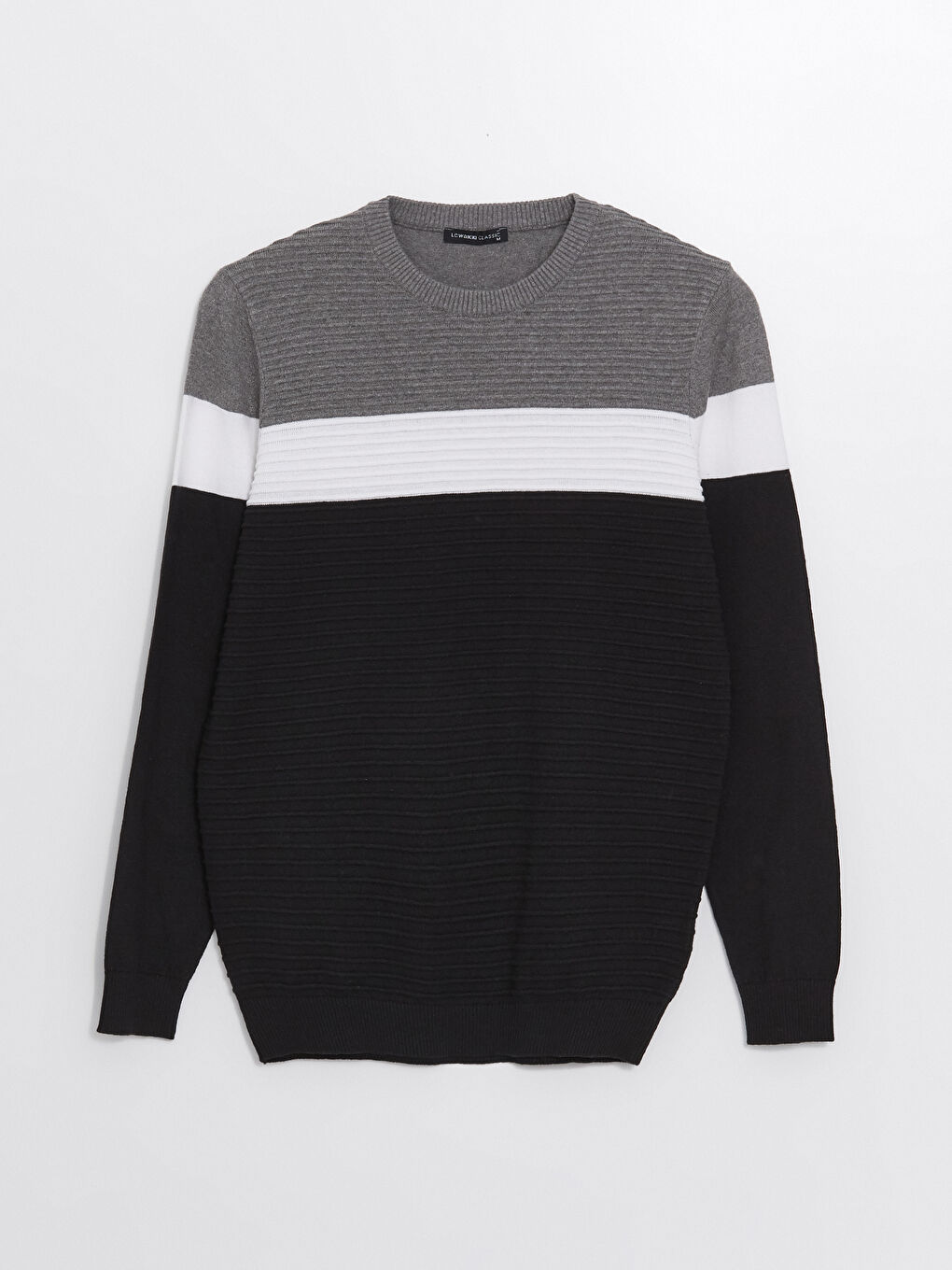 LCWAIKIKI Classic Crew Neck Long Sleeve Color Block Men's Knitwear Sweater -W4CI10Z8-CVL