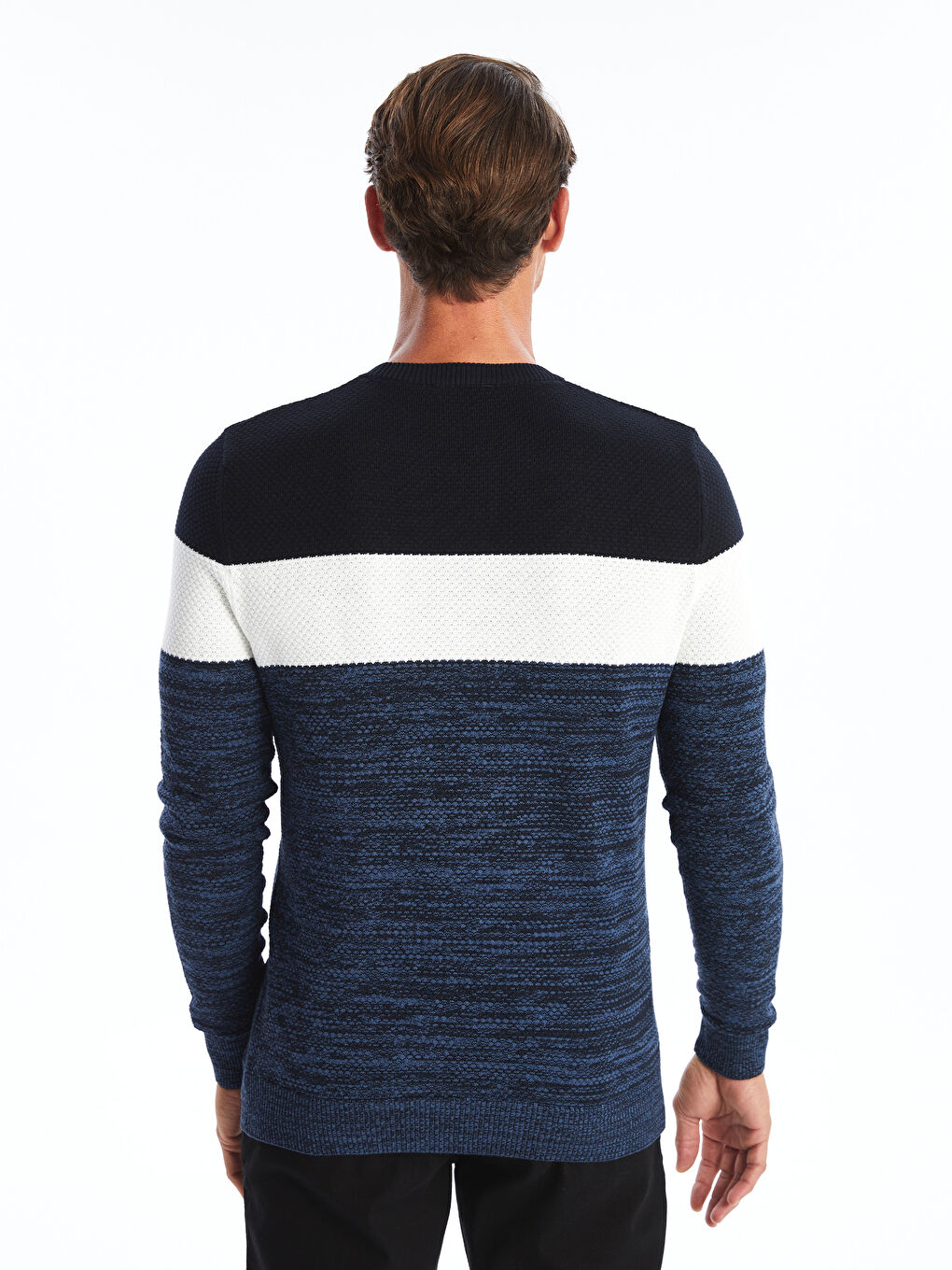 LCWAIKIKI Classic Crew Neck Long Sleeve Color Block Men's Knitwear Sweater -W4CI26Z8-RFH