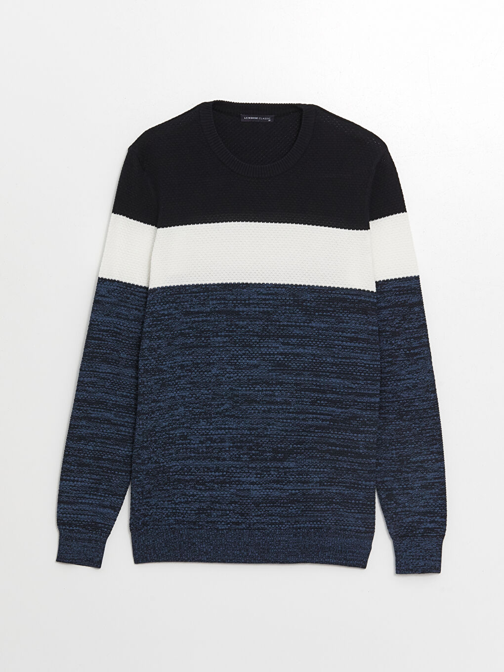 LCWAIKIKI Classic Crew Neck Long Sleeve Color Block Men's Knitwear Sweater -W4CI26Z8-RFH