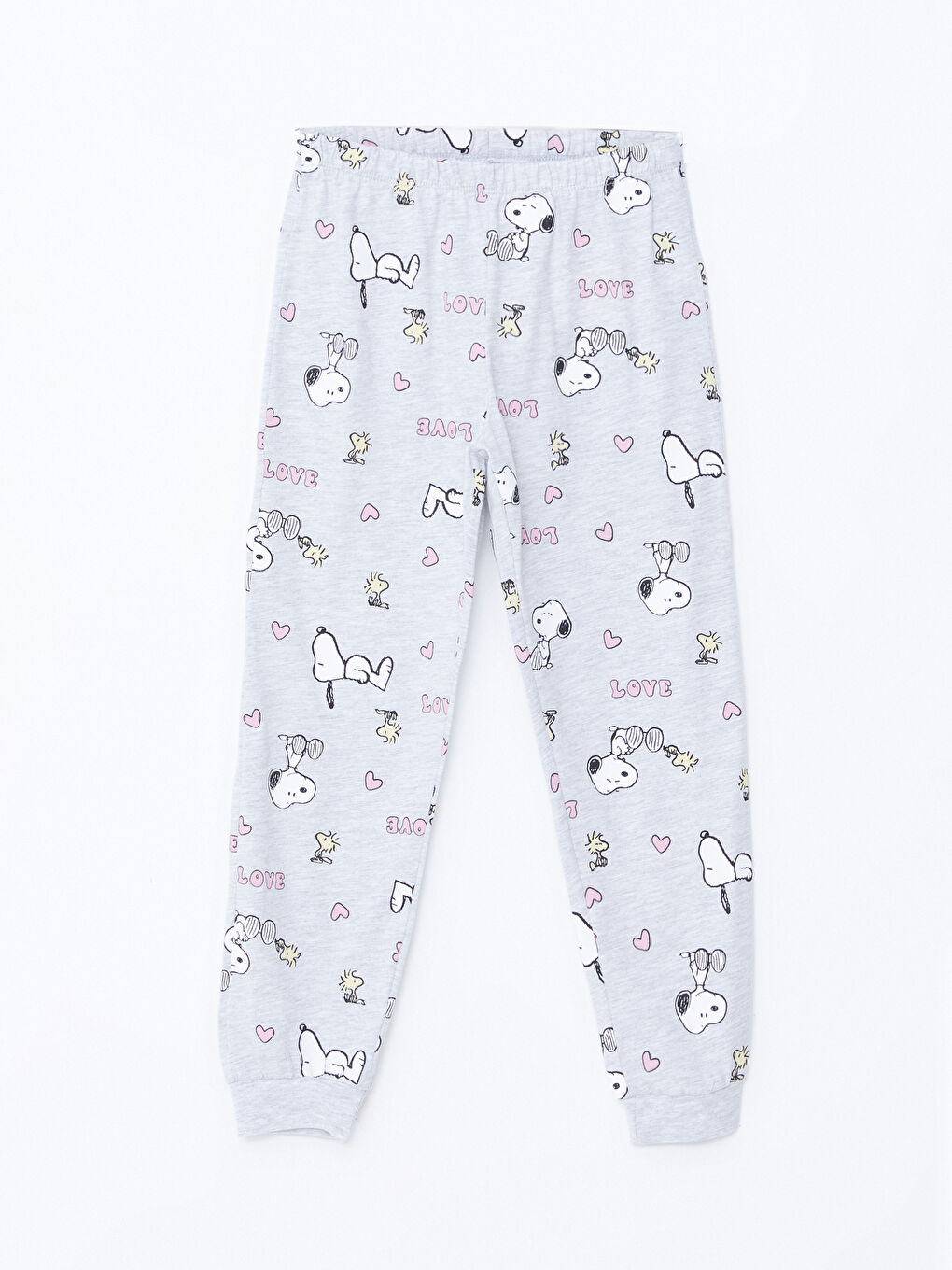 Gri Beli Lastikli Snoopy Baskılı Kız Çocuk Pijama Alt