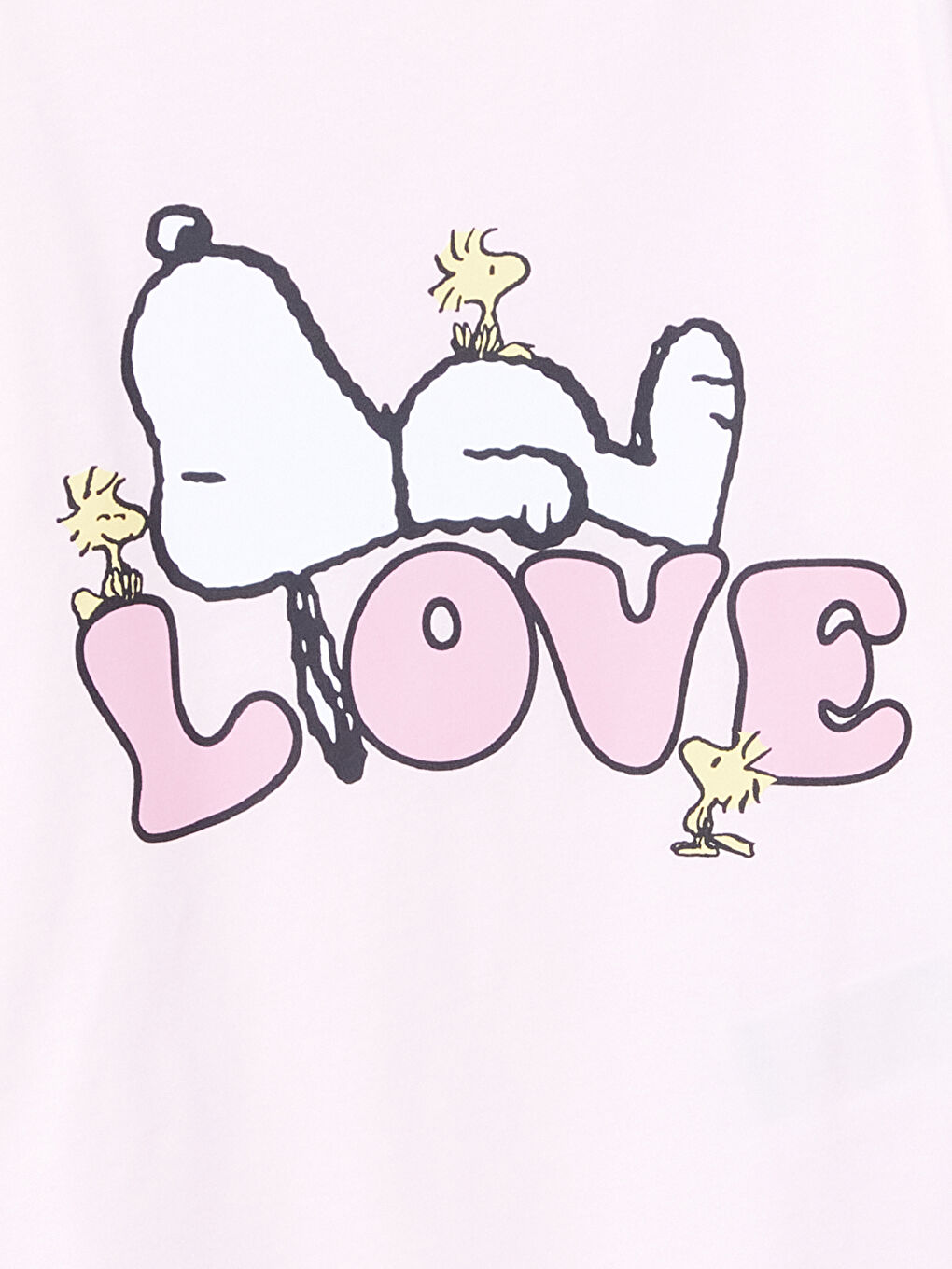 Pembe Bisiklet Yaka Snoopy Baskılı Kız Çocuk Pijama Üst-2