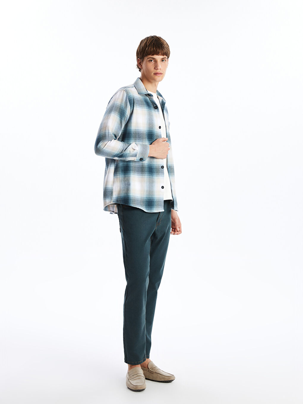 Regular Fit Long Sleeve Plaid Men's Shirt-1