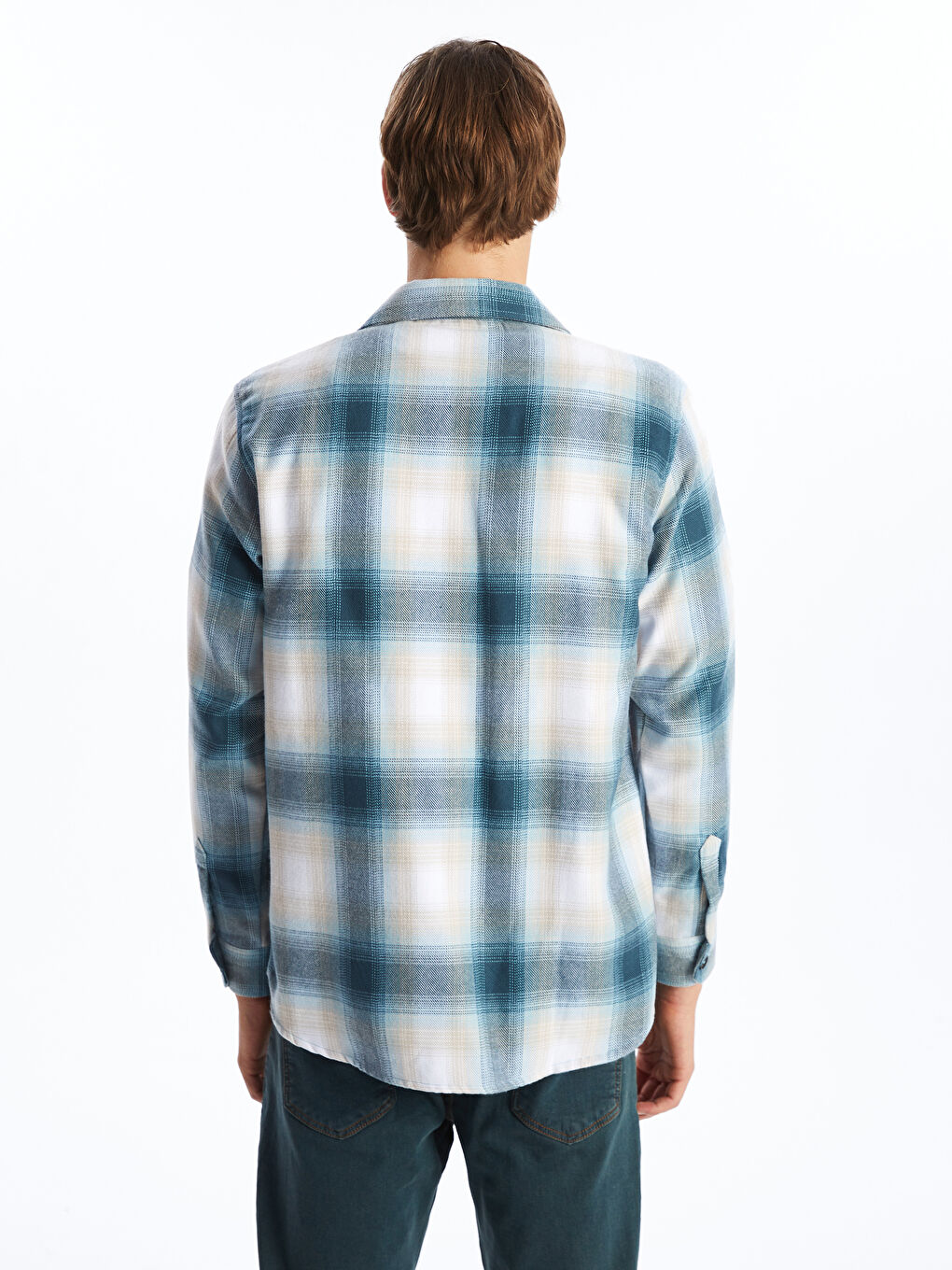 Regular Fit Long Sleeve Plaid Men's Shirt-3