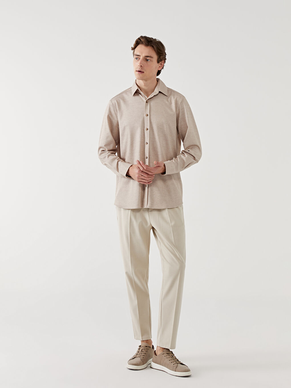 Regular Fit Long Sleeve Men's Textured Shirt-1