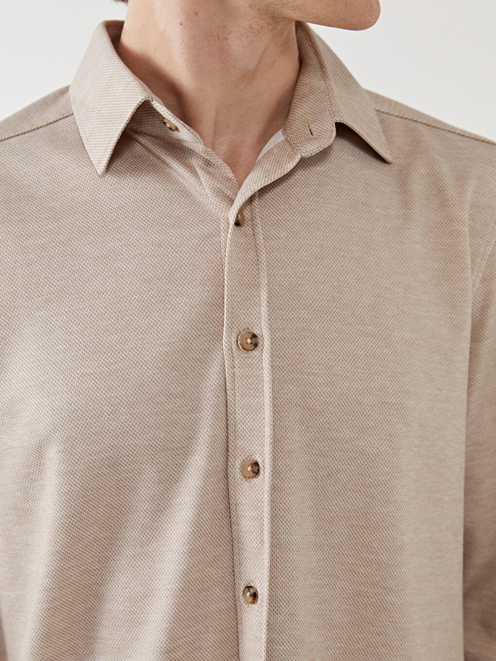 Regular Fit Long Sleeve Men's Textured Shirt-2