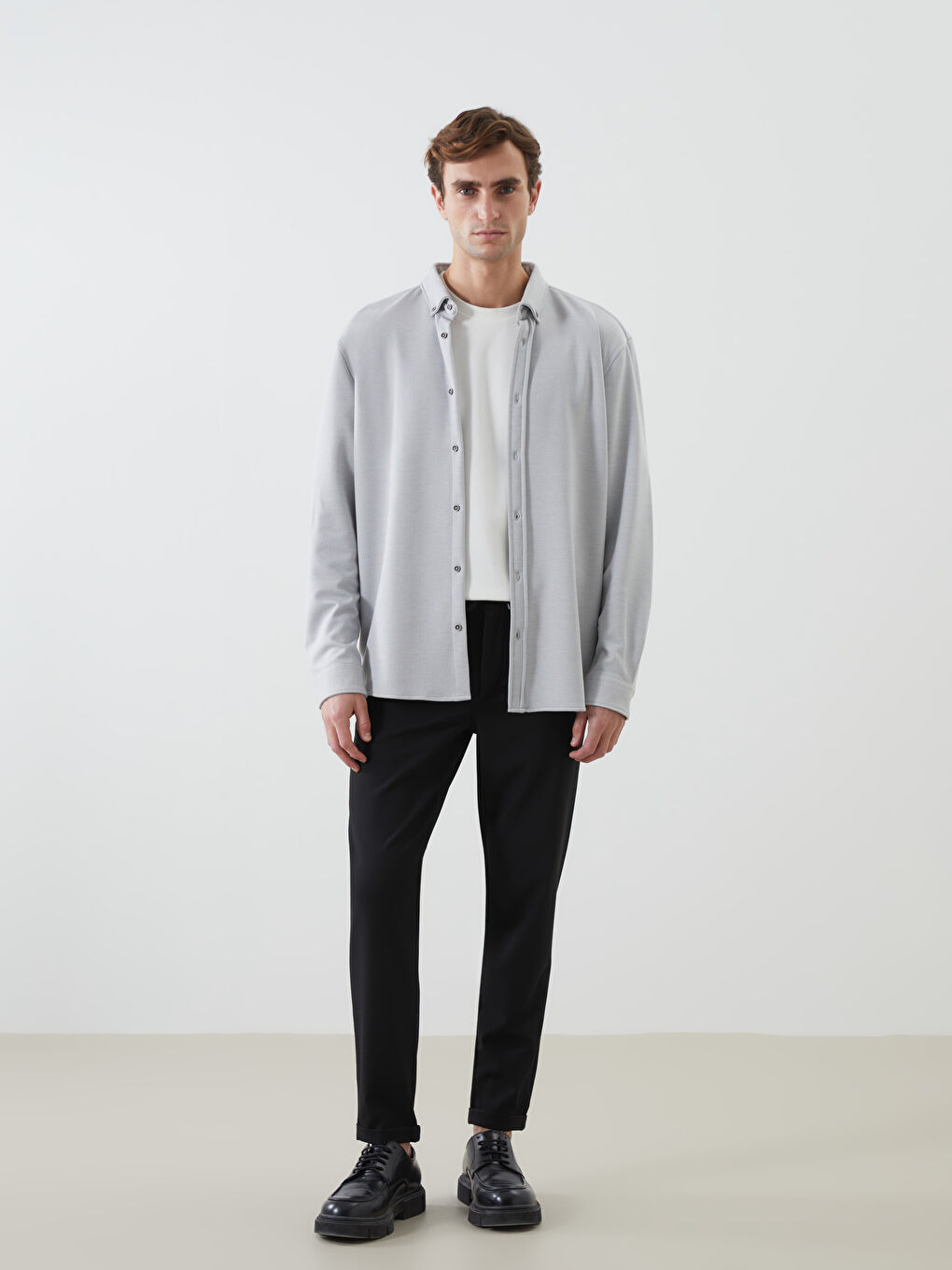 Slim Fit Long Sleeve Men's Shirt-1