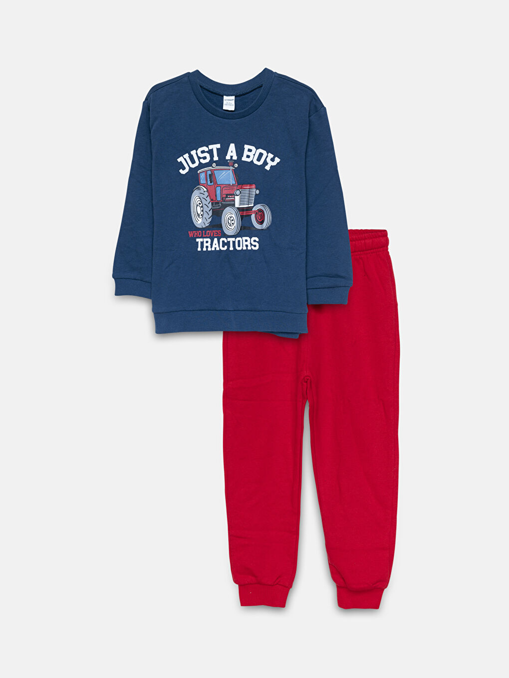 Crew Neck Printed Baby Boy Sweatshirt and Tracksuit Bottom 2-Piece Set