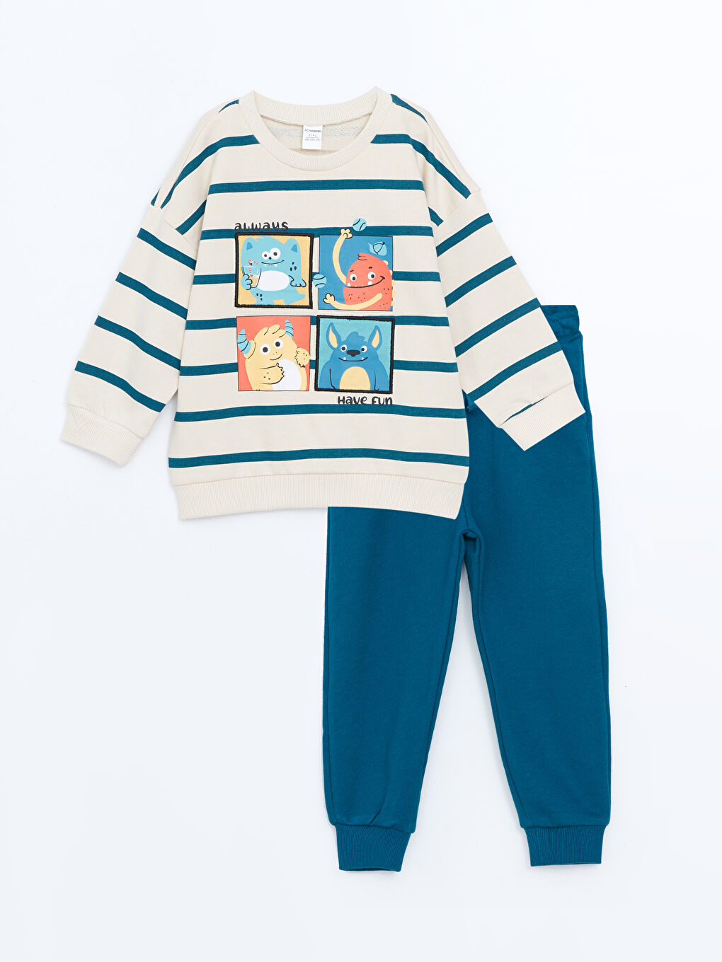 Rundhalsausschnitt Langarm Bedruckt Baby Jungen Sweatshirt und Jogginghose 2er-Pack Set