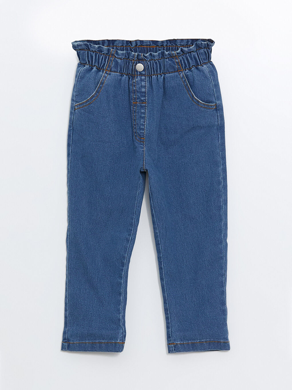 LCW Kids Orta İndigo Rodeo Beli Lastikli Basic Kız Bebek Jean Pantolon