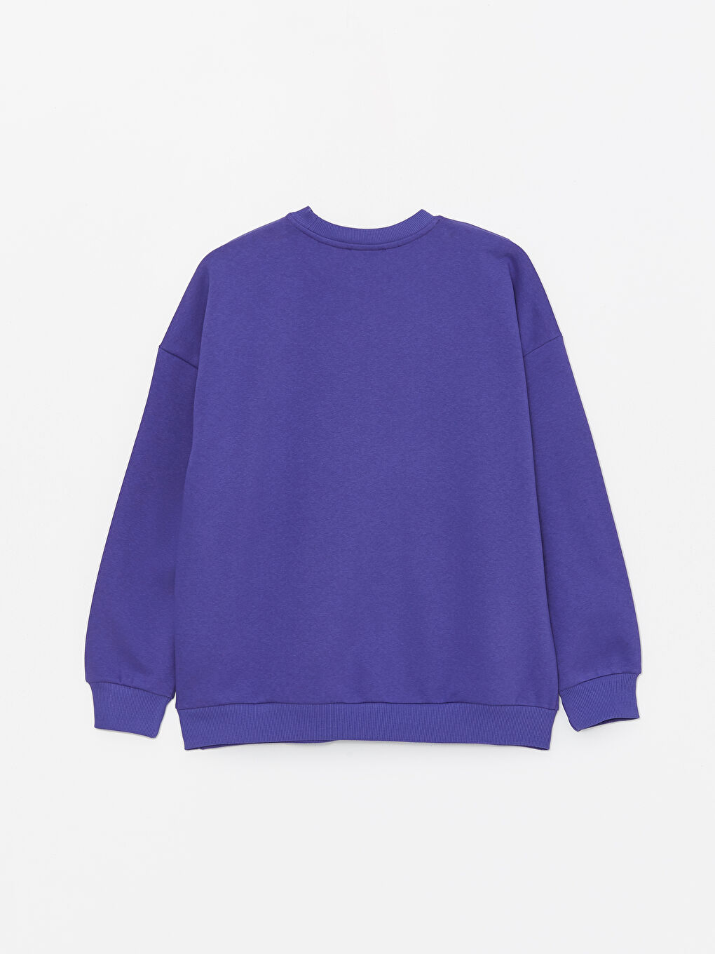 LCW ECO Koyu Mor Bisiklet Yaka Baskılı Uzun Kollu Oversize Kadın Kalın Sweatshirt - 6