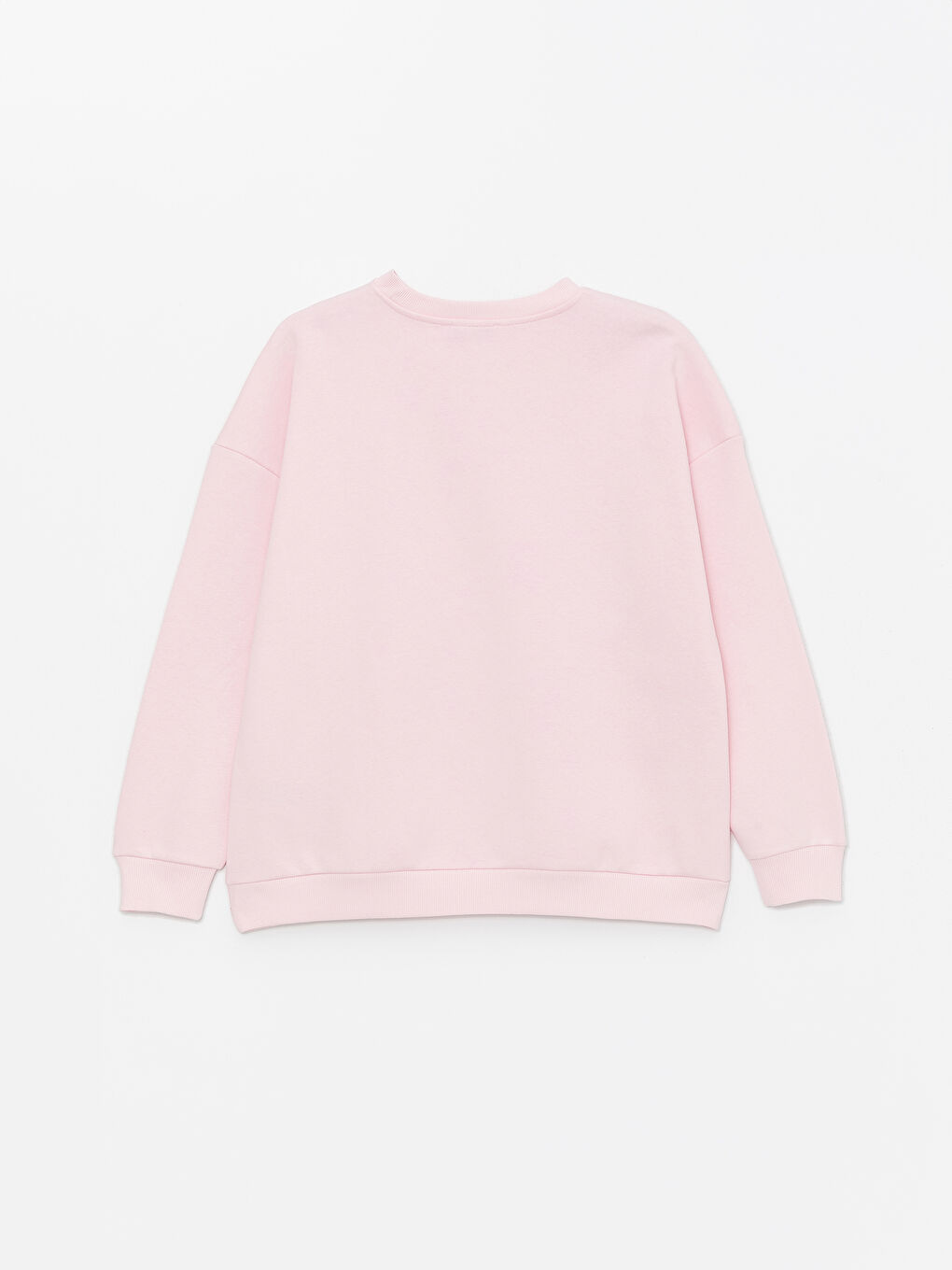 LCW ECO Açık Pembe Bisiklet Yaka Baskılı Uzun Kollu Oversize Kadın Kalın Sweatshirt - 6