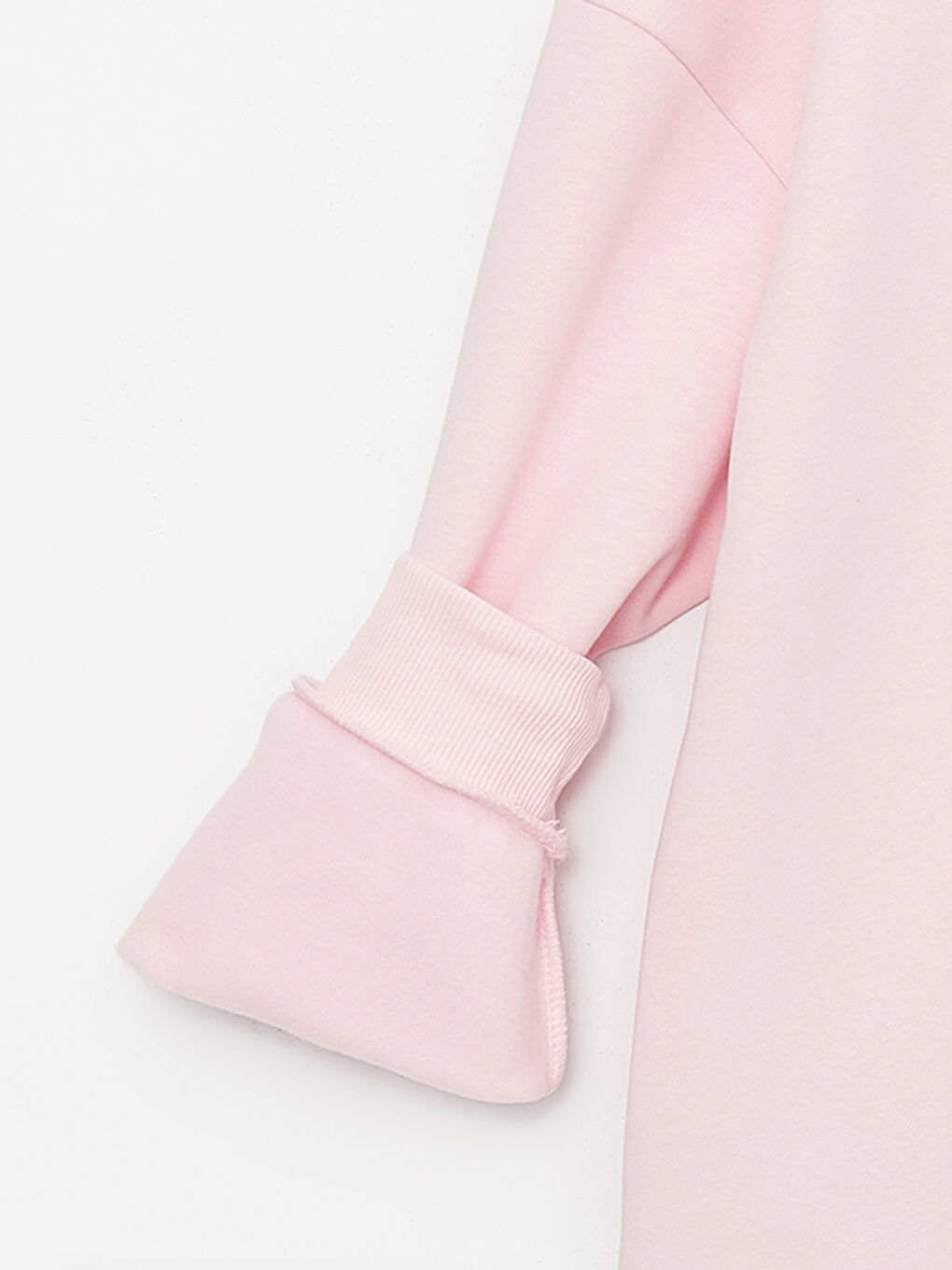 LCW ECO Açık Pembe Bisiklet Yaka Baskılı Uzun Kollu Oversize Kadın Kalın Sweatshirt - 7