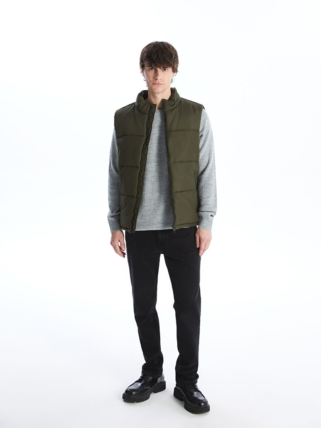 Gilet Doudoune à Col Cheminée pour Hommes Coupe Standard-2