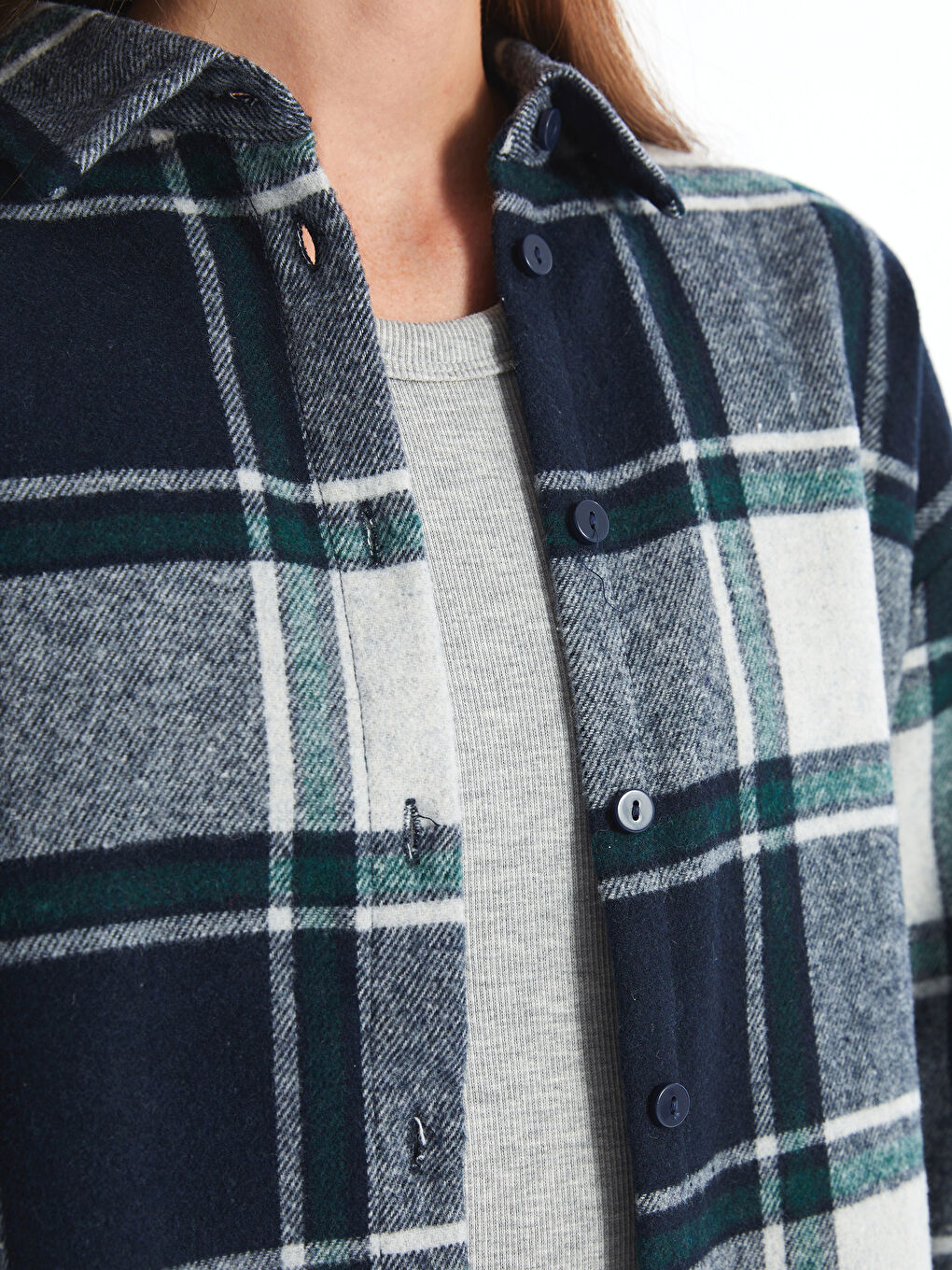 პლედი ოვერსაიზ ქალებისთვის ფლანელის პერანგი ქურთუკი-2