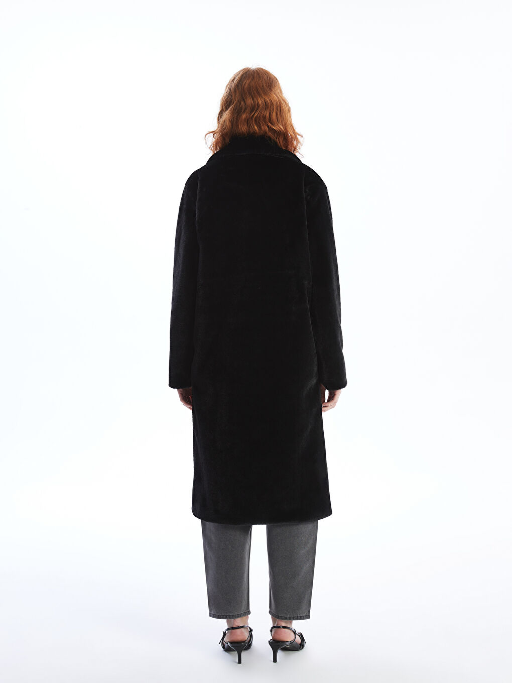 LCW Vision Jacket Lapel Collar Long Sleeve Plush Women's Coat -W4CK26Z8-CVL