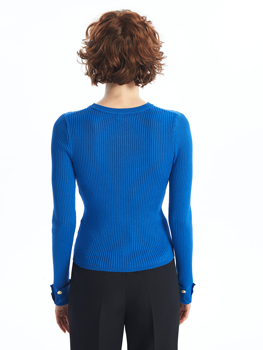 Crew Neck Textured Women's Knitwear Sweater -W4CK48Z8-HNB