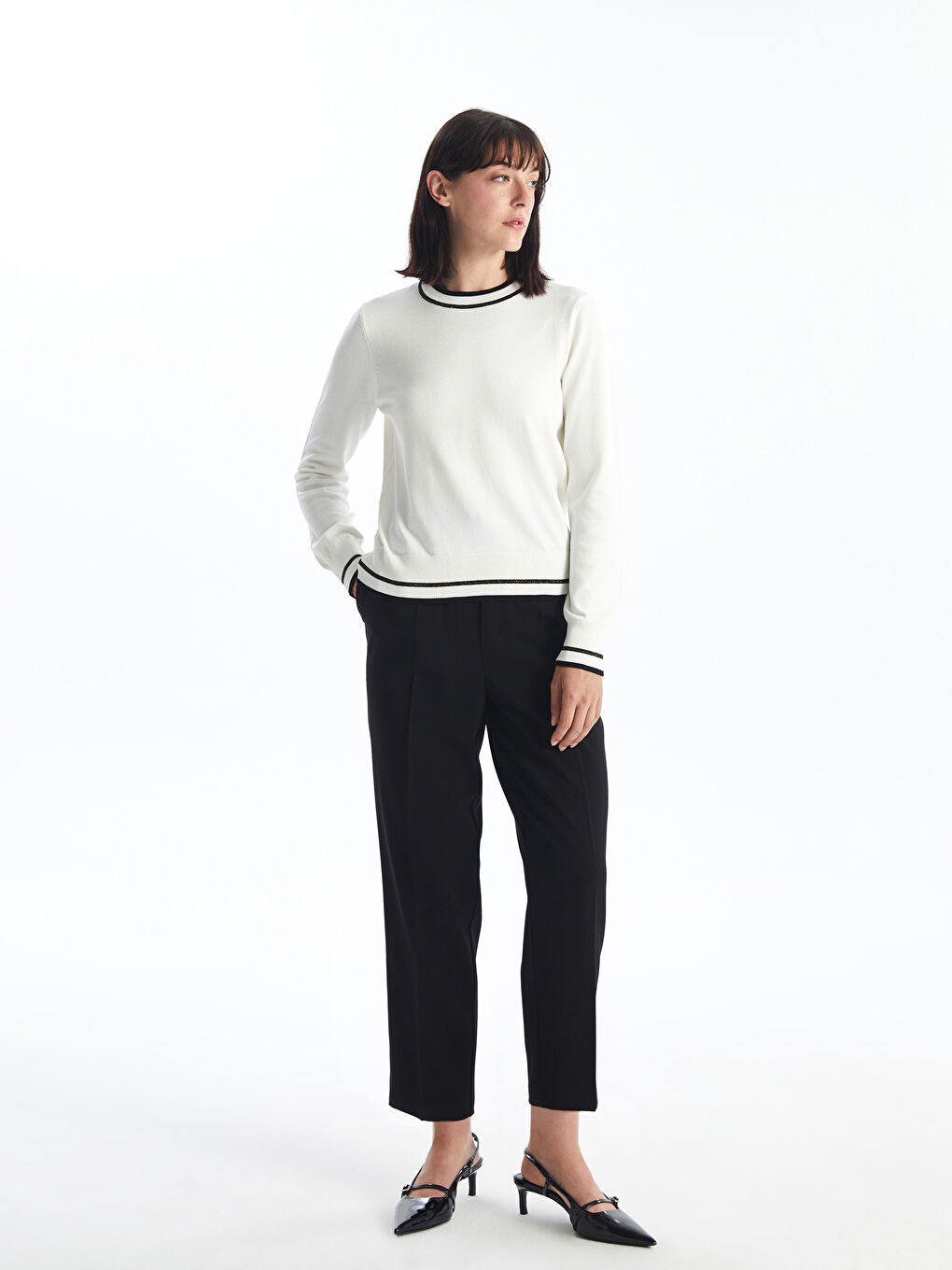 LCW Vision Rundhalsausschnitt Damen Strickpullover -W4CK50Z8-FDU