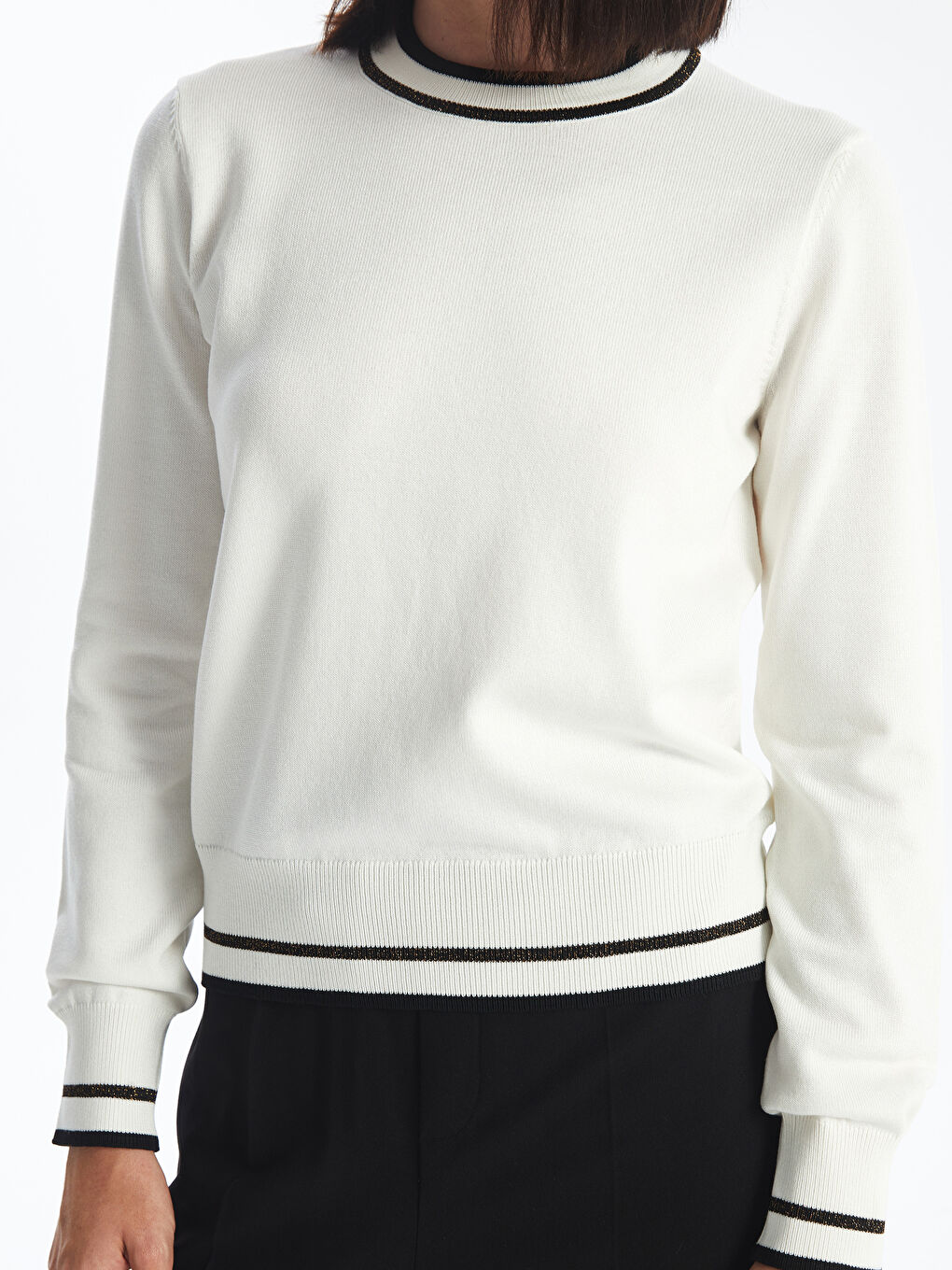 LCW Vision Rundhalsausschnitt Damen Strickpullover -W4CK50Z8-FDU