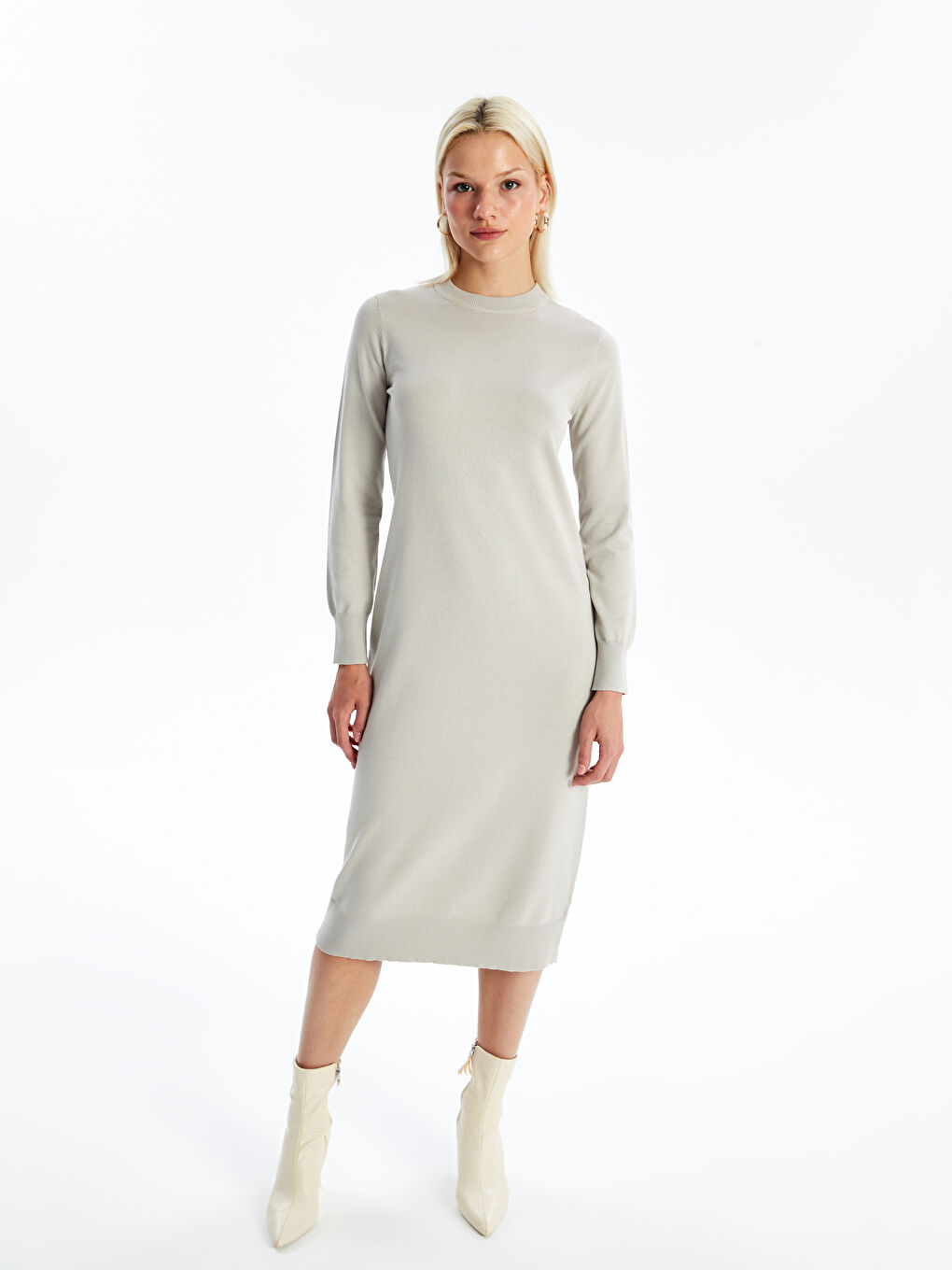 LCW Vision Crew Neck Women's Knitwear Dress -W4CK52Z8-FKQ