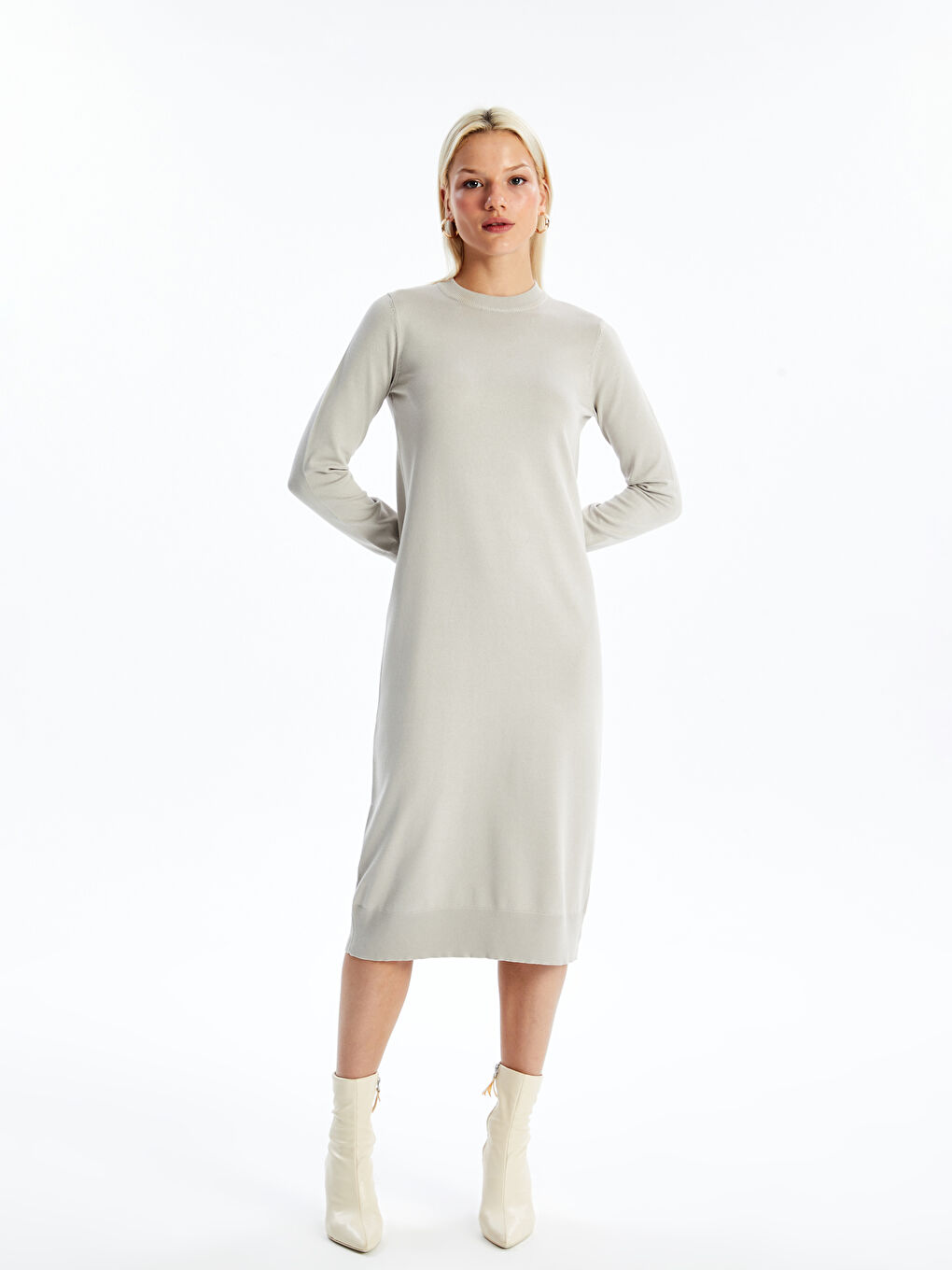 LCW Vision Crew Neck Women's Knitwear Dress -W4CK52Z8-FKQ