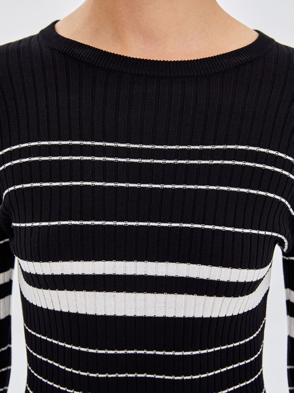 LCW Vision Crew Neck Striped Women's Knitwear Dress -W4CK53Z8-CVL
