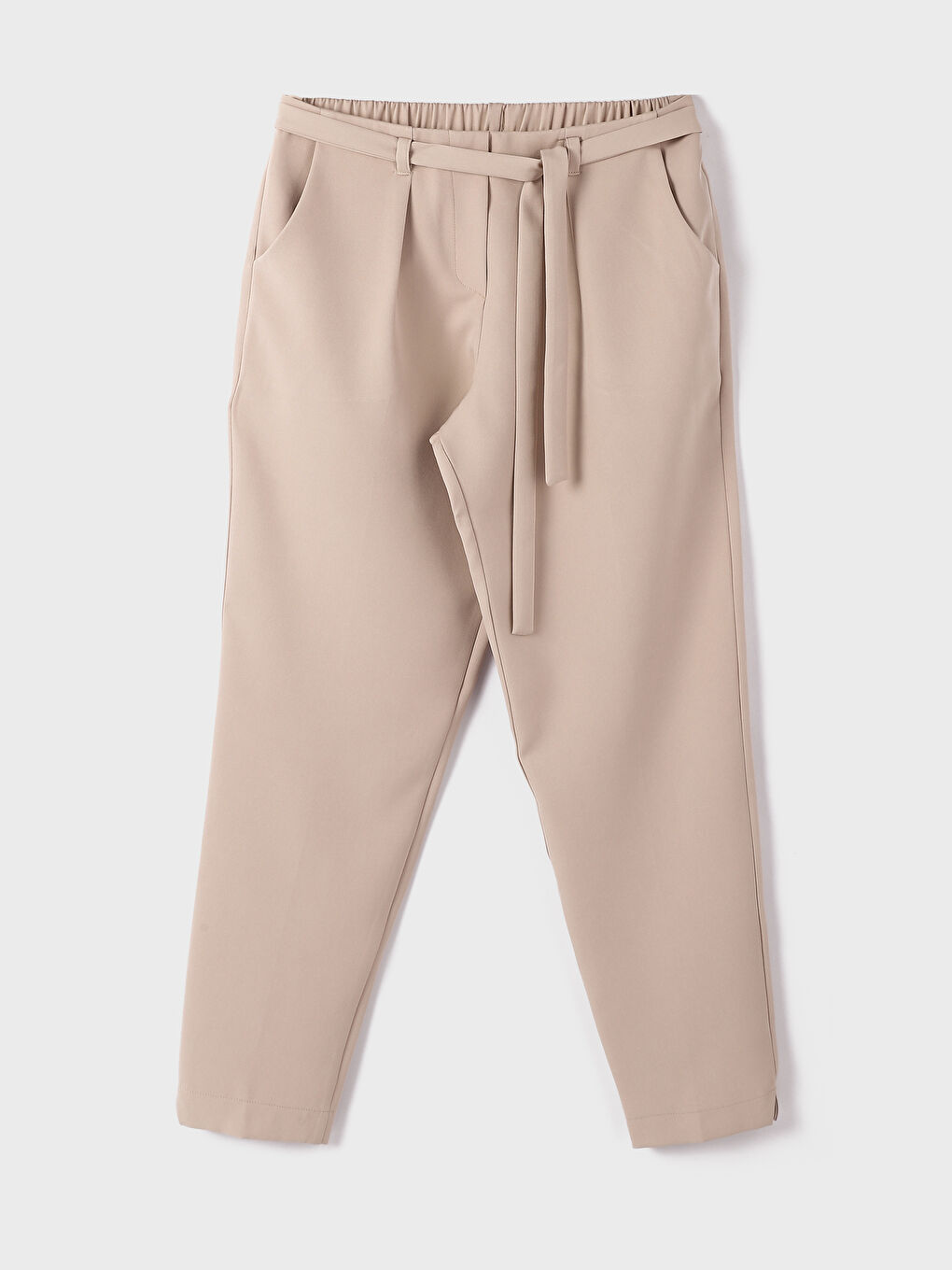 Belted High Waisted Carrot Fit Women's Trousers -W4CK56Z8-GD0
