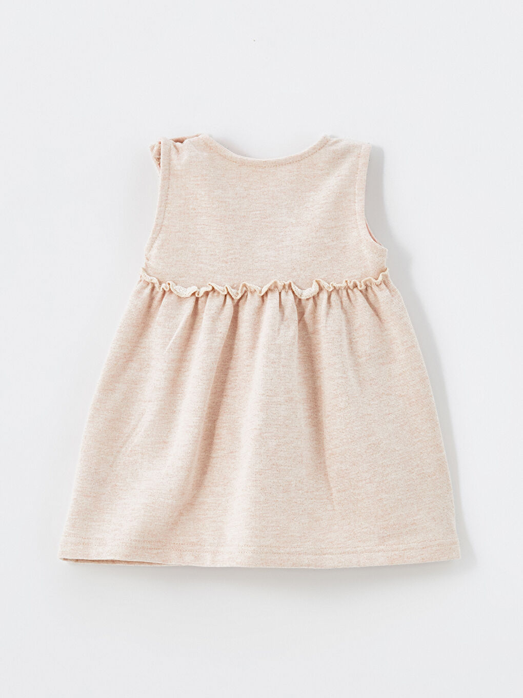 Pembe Bisiklet Yaka Nakışlı Kız Bebek Elbise-1