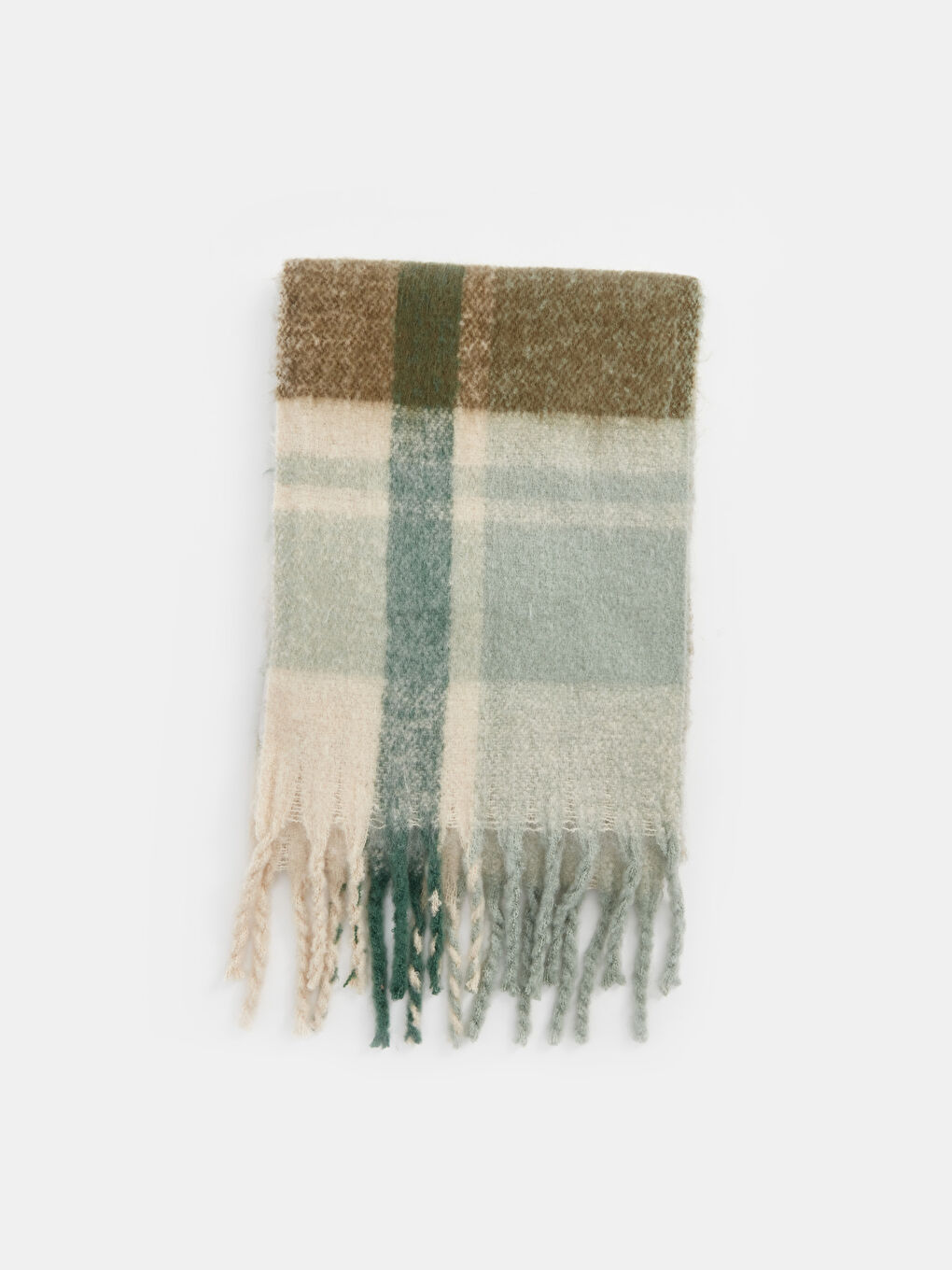 Fringed Plaid Patterned Women's Scarf-1