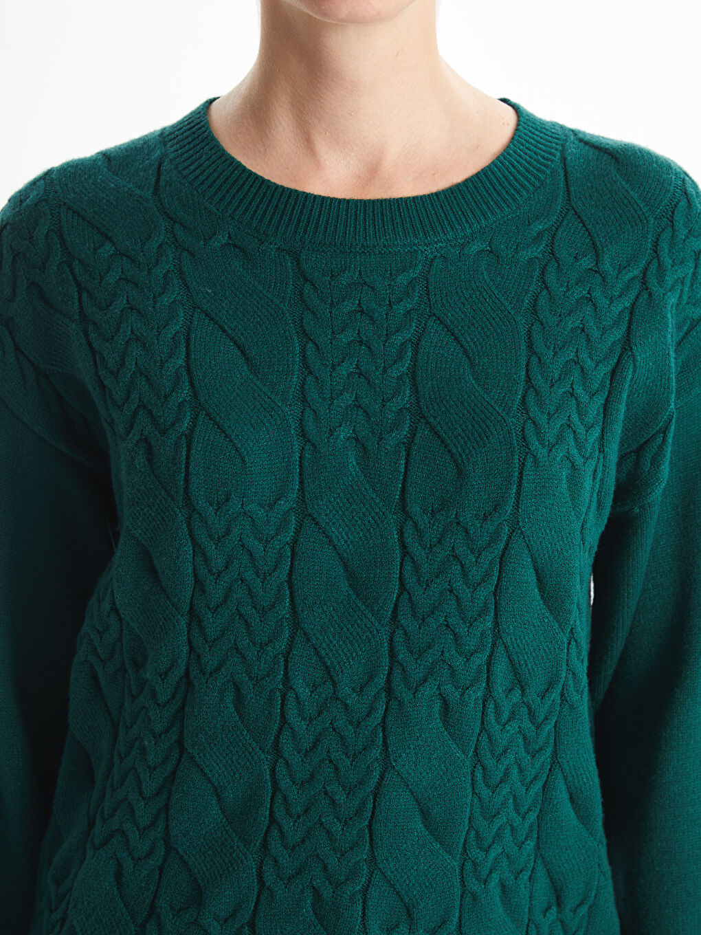 LCWAIKIKI Classic Crew Neck Textured Women's Knitwear Sweater -W4CL62Z8-R4Z