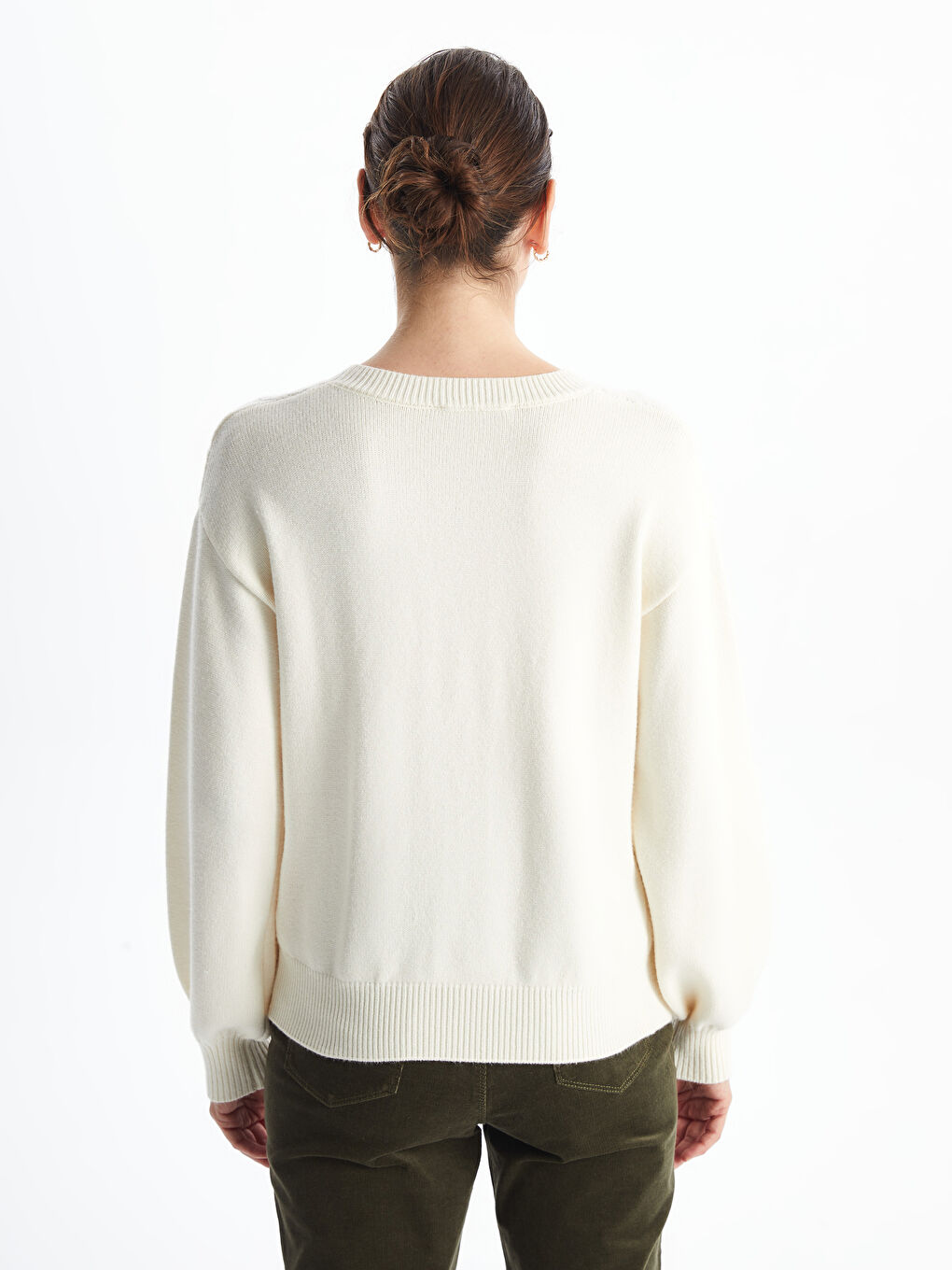 Crew Neck Textured Women's Knitwear Sweater -W4CL62Z8-R9J