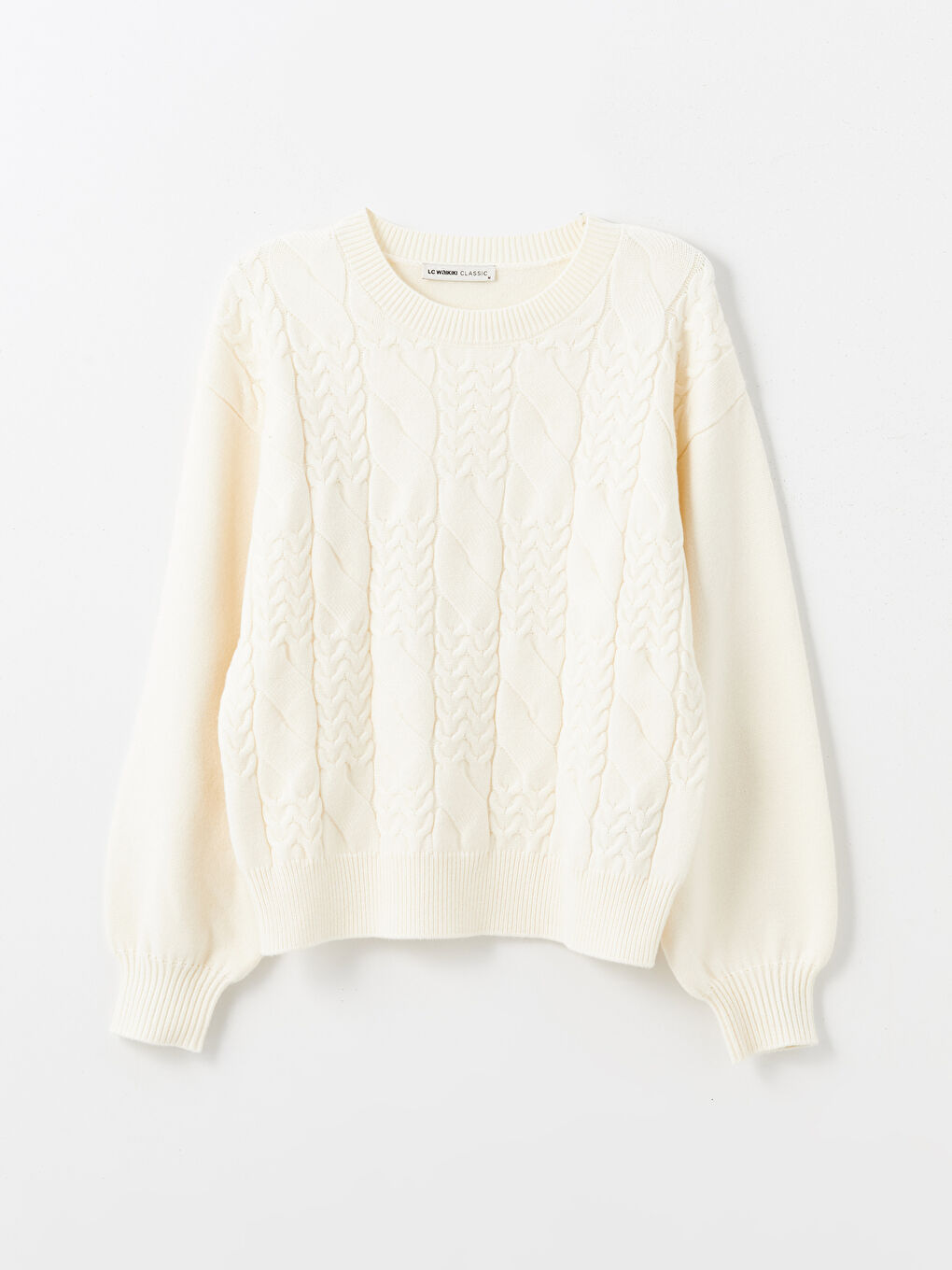Crew Neck Textured Women's Knitwear Sweater -W4CL62Z8-R9J