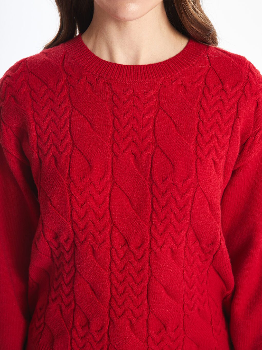 Crew Neck Textured Women's Knitwear Sweater-2