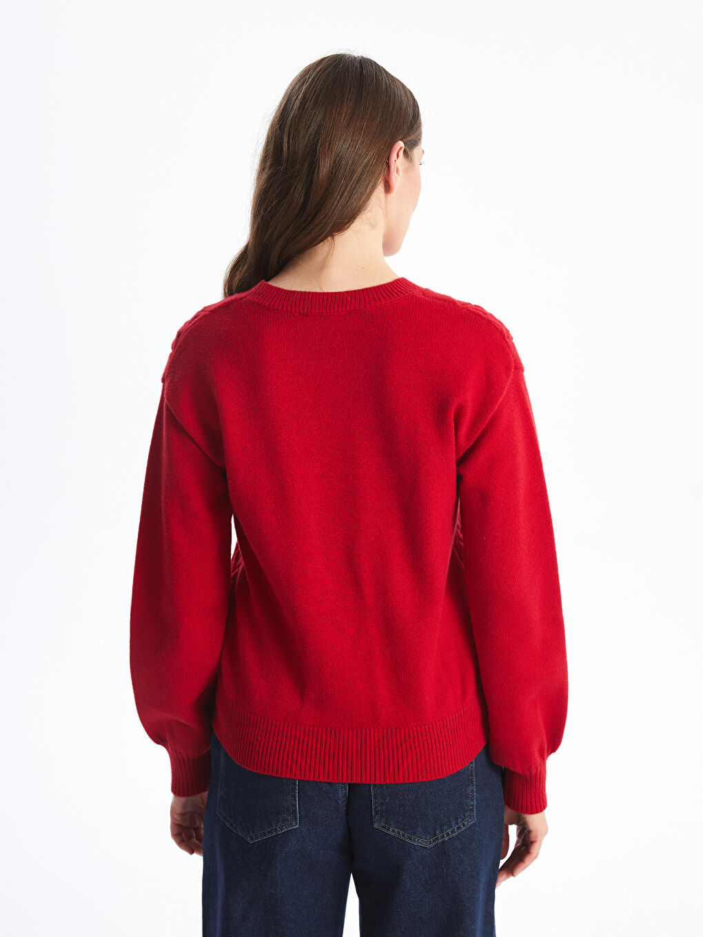 Crew Neck Textured Women's Knitwear Sweater-3