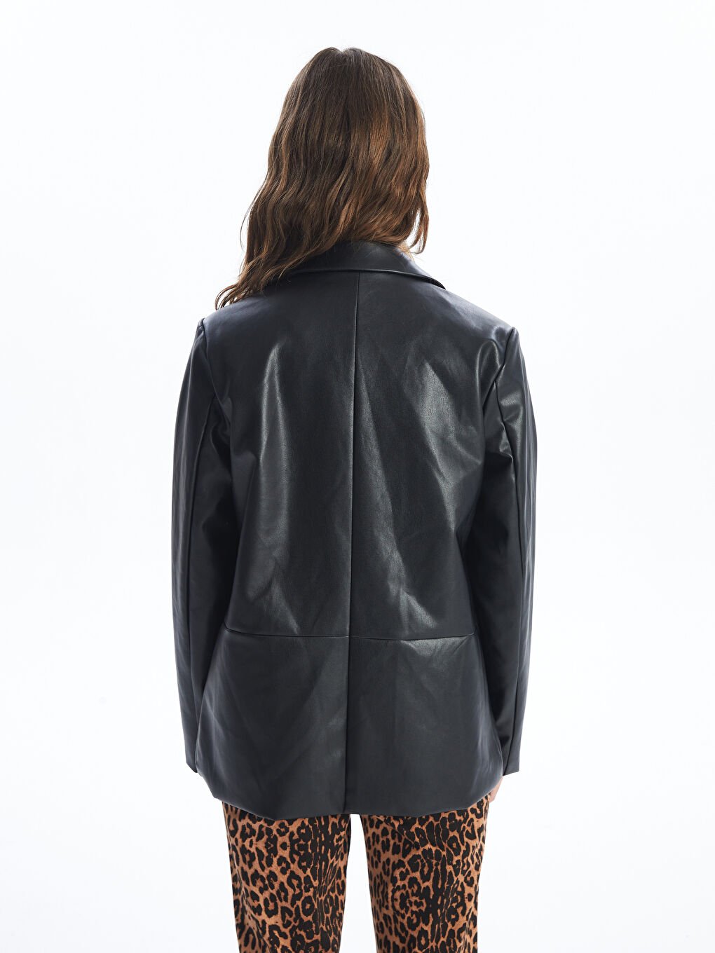 LC Waikiki Collared Neck Women's Faux Leather Jacket -W4CM17Z8-CVL