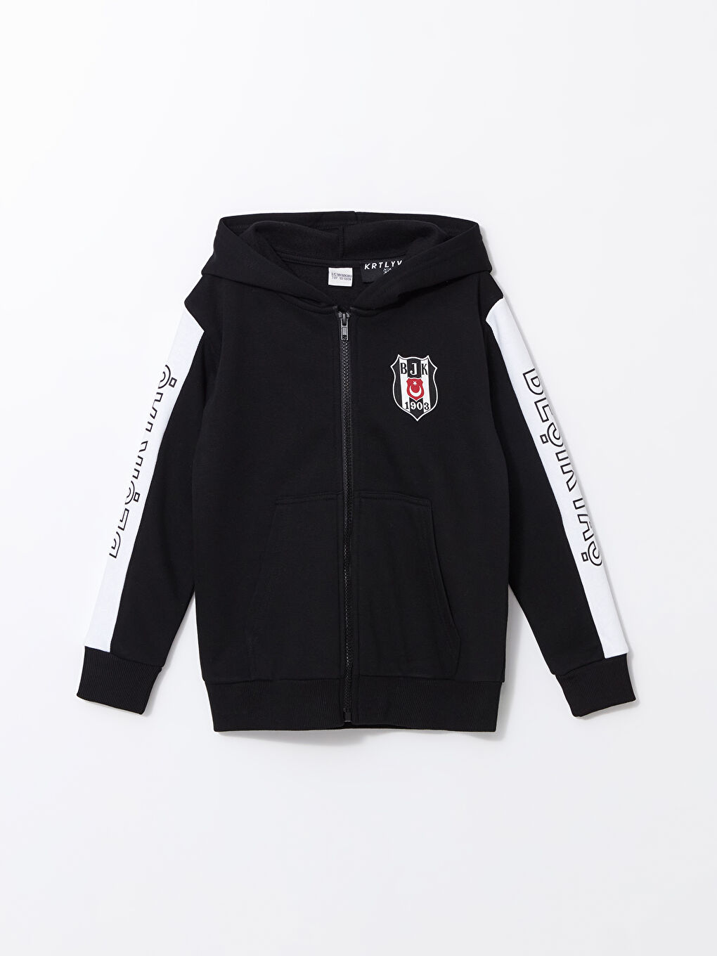 LCW Kids Siyah Beşiktaş Baskılı Erkek Çocuk Fermuarlı Sweatshirt