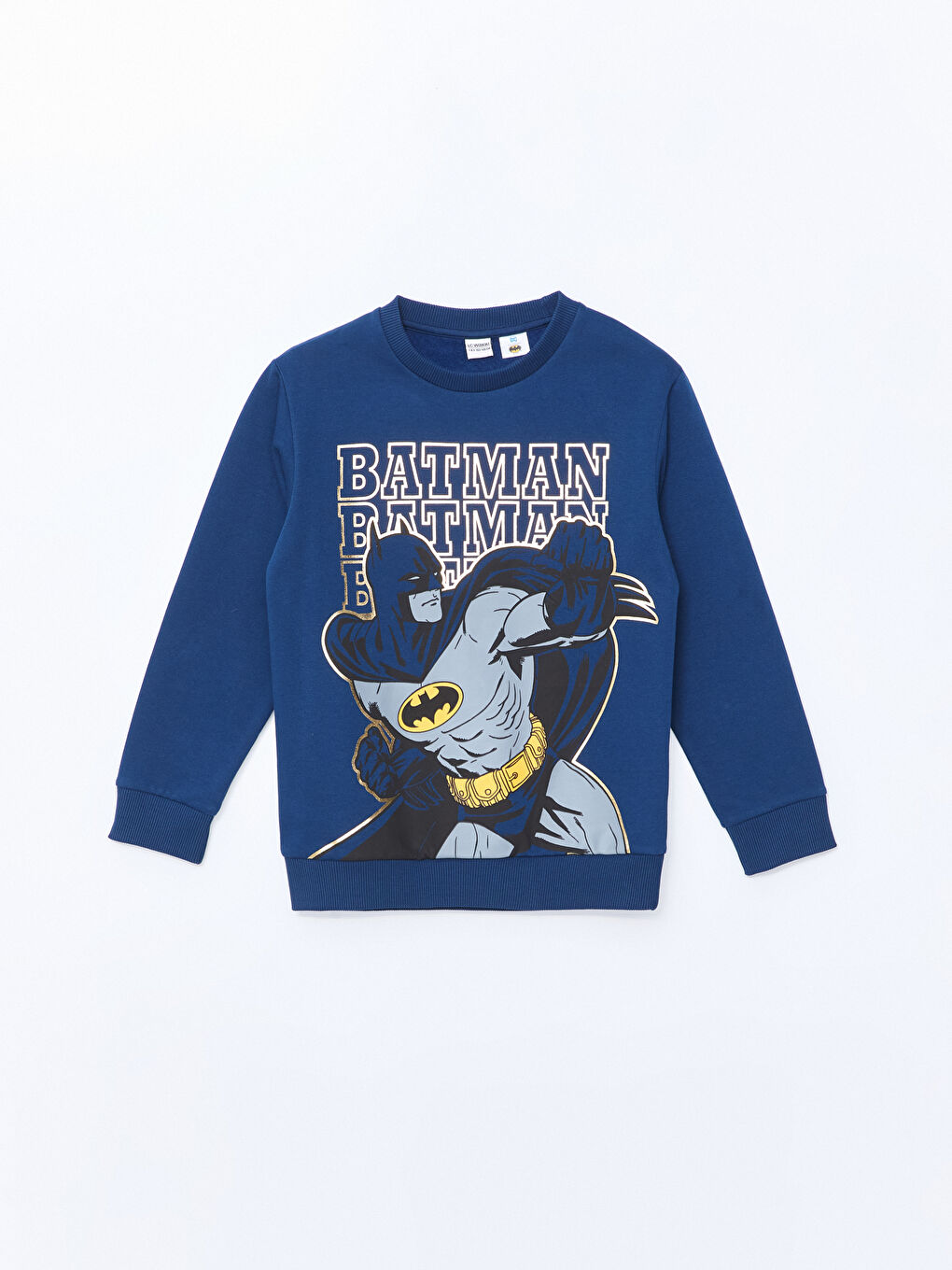 LCW Kids Lacivert Bisiklet Yaka Batman Baskılı Erkek Çocuk Sweatshirt