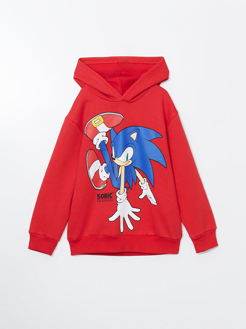 LCW Kids Canlı Kırmızı Sonic Baskılı Erkek Çocuk Kalın Sweatshirt