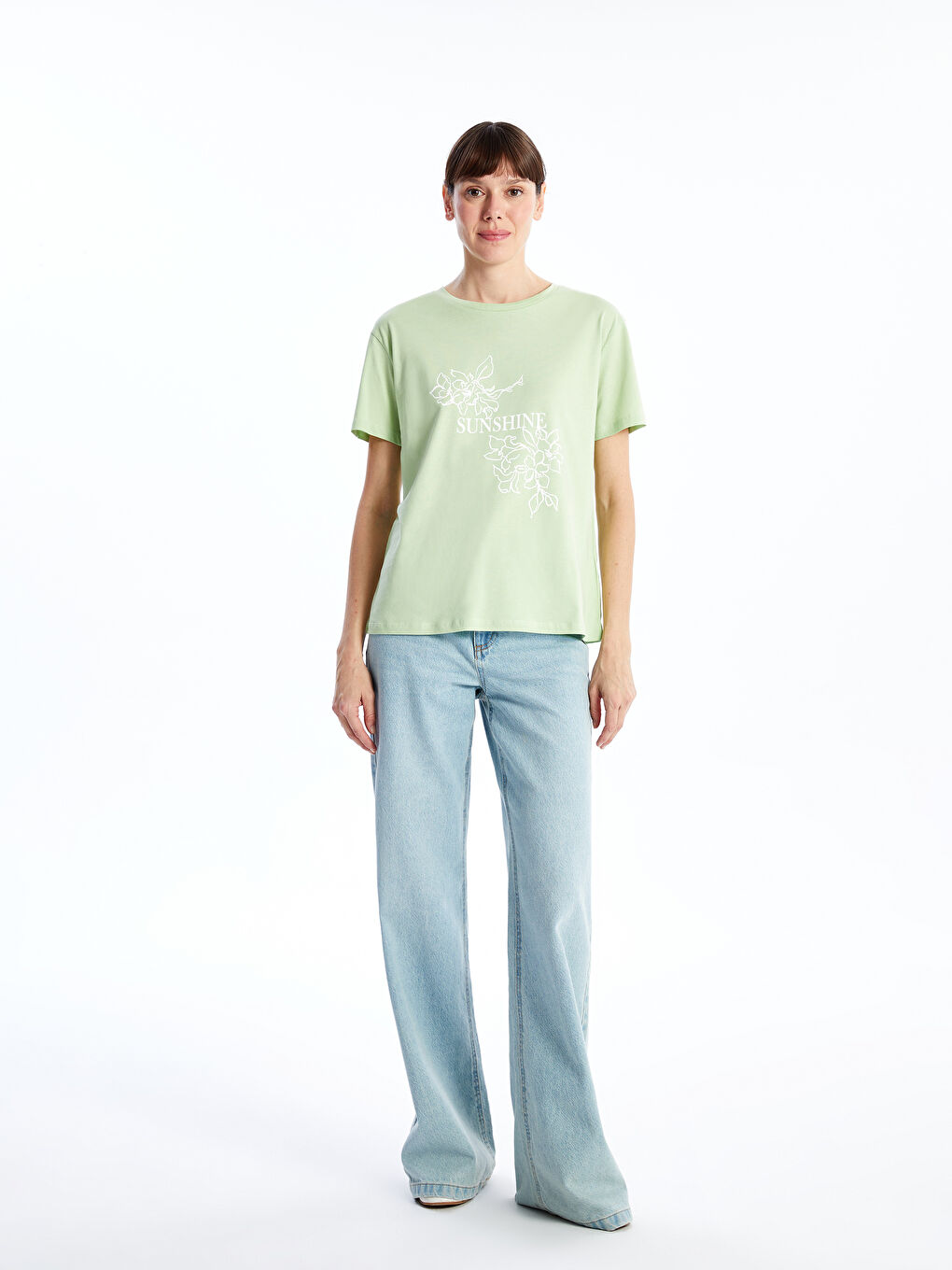 Crew Neck Printed Short Sleeve Women's T-Shirt-1