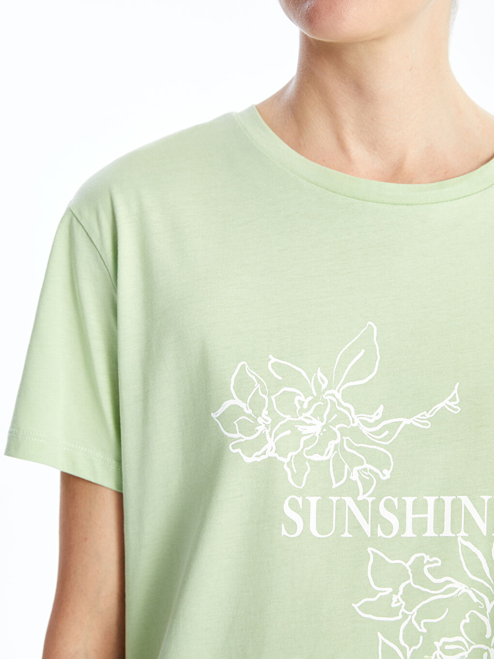 Crew Neck Printed Short Sleeve Women's T-Shirt-2