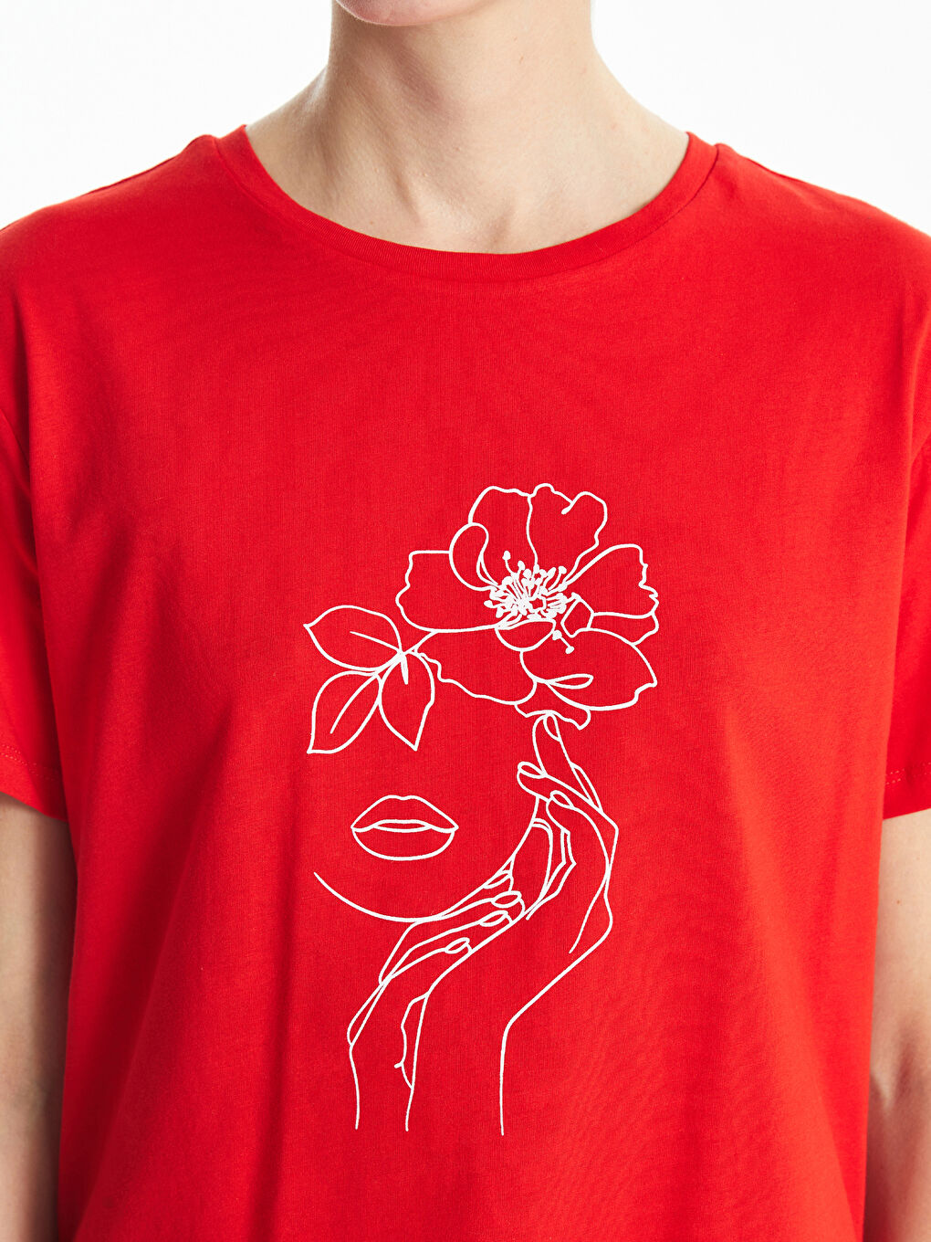 Crew Neck Printed Short Sleeve Women's T-Shirt-2